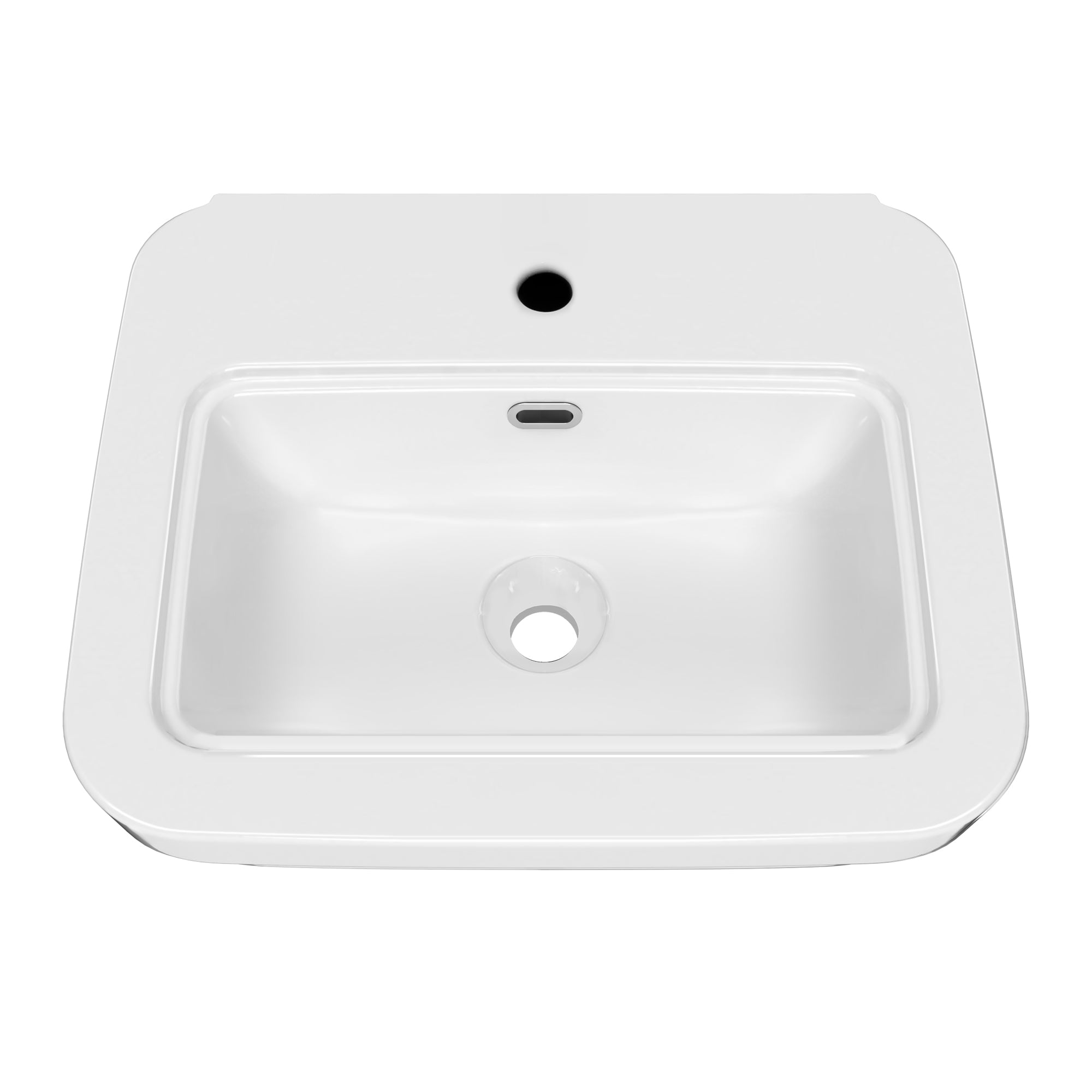 Modern Rectangular Wall-Mounted Bathroom Sink with Overflow Control - Single Faucet Hole - Space-Saving Design for Small Bathrooms & Powder Rooms