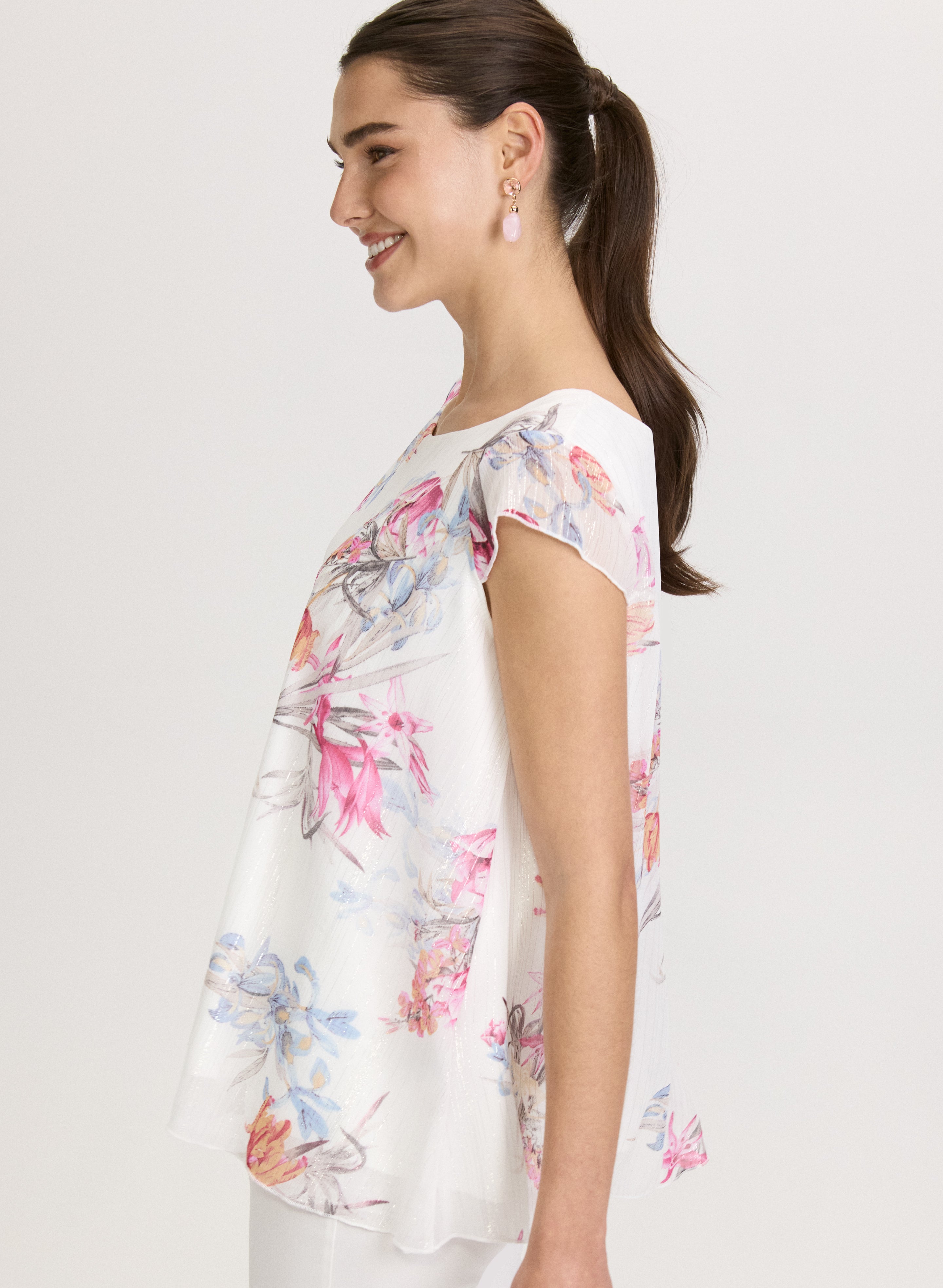 Elegant Floral Chiffon Blouse for Women - Lightweight Summer Tops - Perfect for Office, Date Night & Casual Outings
