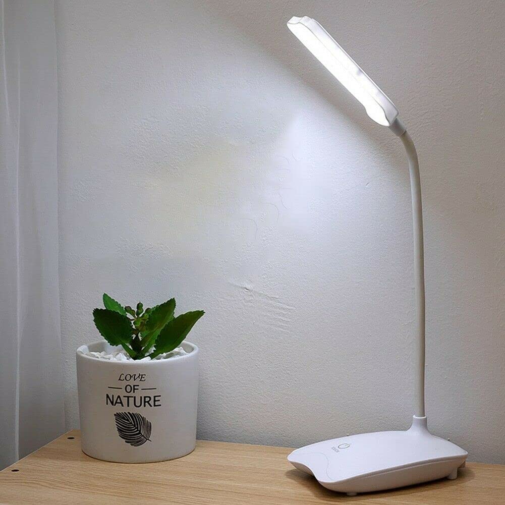 AUSUKY Dimmable USB Rechargeable LED Desk Lamp with Touch Sensor - Adjustable Brightness for Reading, Studying, Office & Bedside Night Light