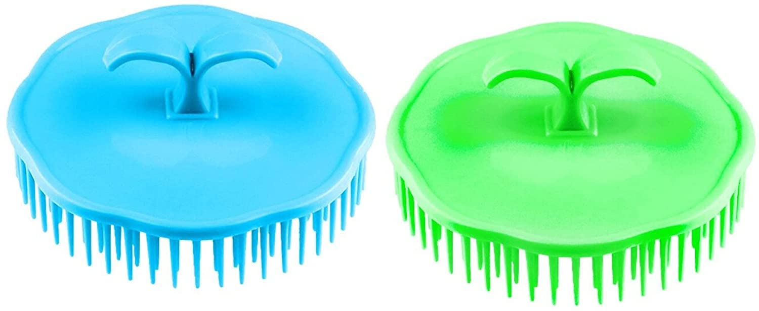 BriKSHi Portable Pocket Round Shampoo Scalp Massager & Hair Brush - 4 Pack Multicolor Hair Care Set for Travel, Home & Salon Use