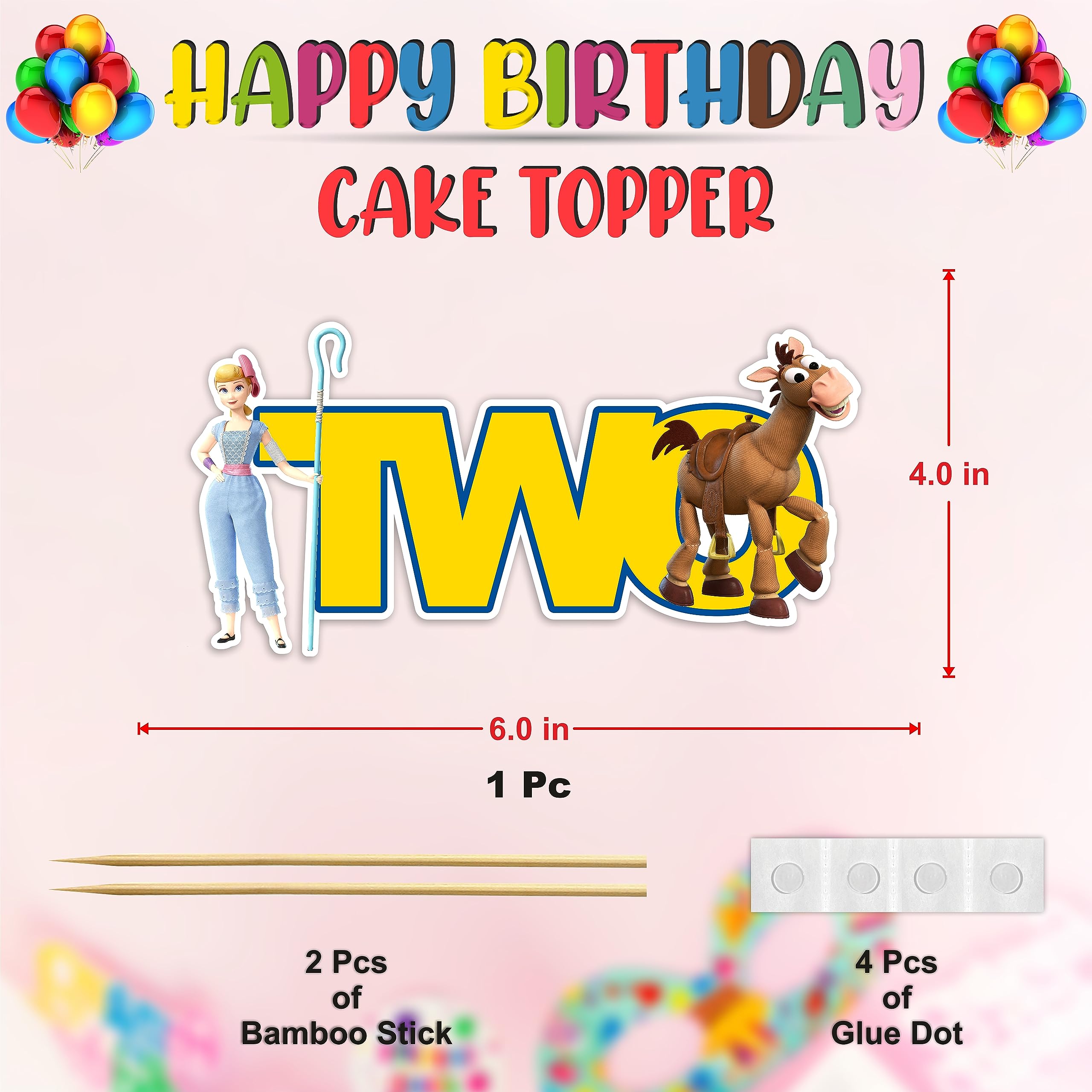 Seyal® Toy Story Two Cake Topper - Birthday Party Decorations for Kids, Baby Shower, Disney Themed Celebrations & Special Events