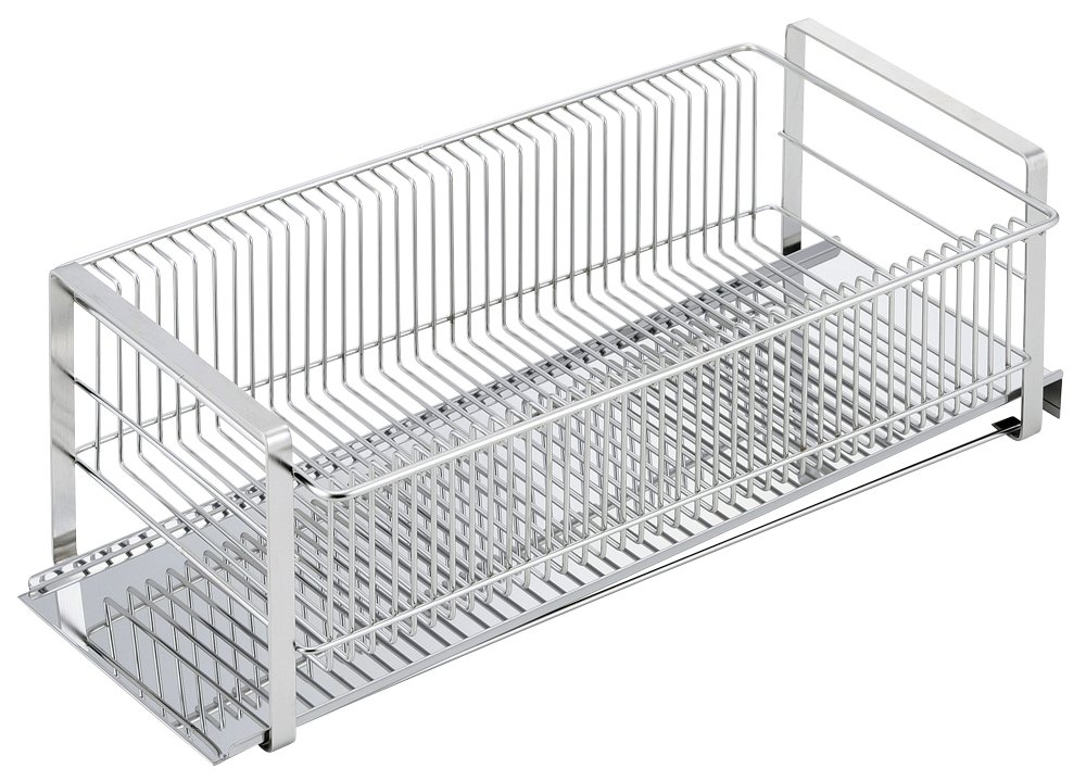 Shimomura Kihan 35729 Tsubame Sanjo Slim Stainless Steel Drainer Rack with Chopsticks Rest - Horizontal Stand for Kitchen Countertop - Made in Japan - Perfect for Drying Dishes, Utensils & Chopsticks After Washing