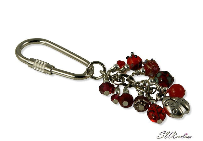 Ladybug Red Charm Beaded Keychain - Cute Lucky Keyring for Women, Girls, Gifts | Perfect for Keys, Bags, Backpacks & Everyday Carry Accessories