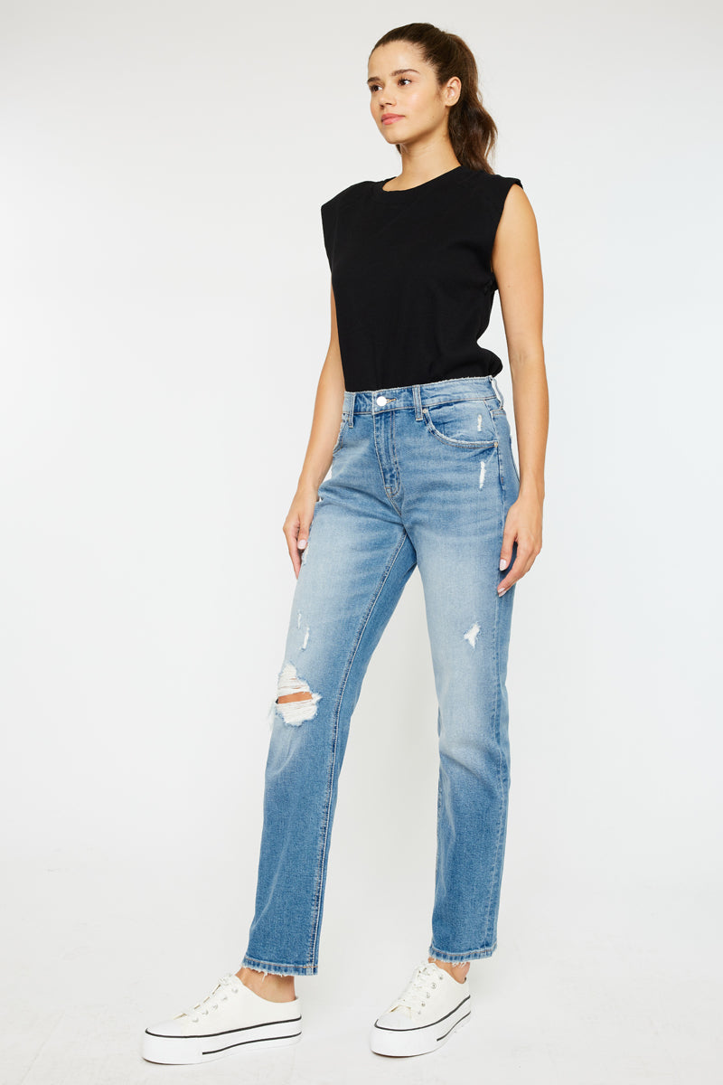 Mariko High Rise Slim Straight Leg Jeans for Women - Stretch Denim Pants with Comfortable Fit - Perfect for Casual Wear, Office & Date Night