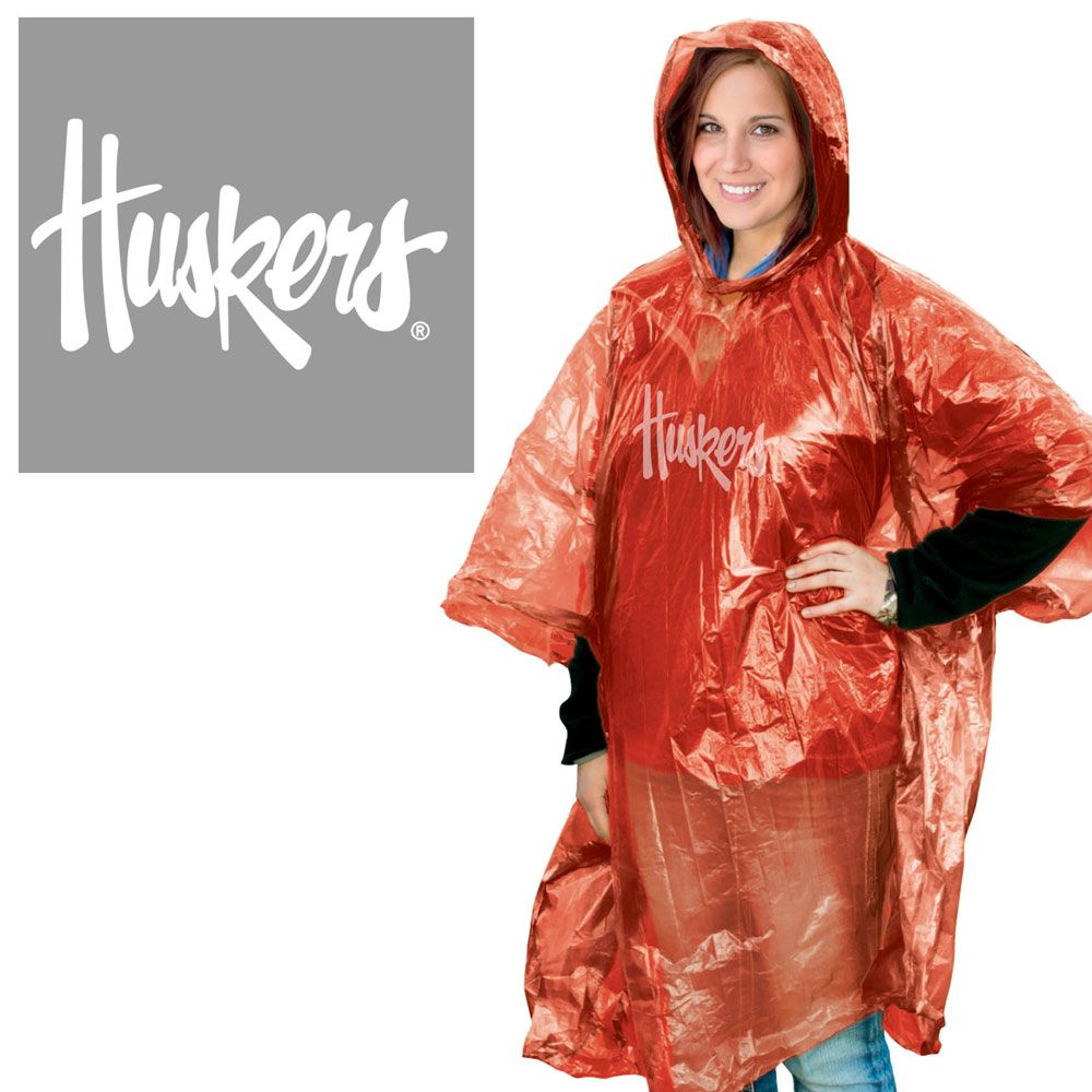 Nebraska Huskers Waterproof Rain Poncho - Lightweight & Portable for Football Games, Outdoor Events & Camping