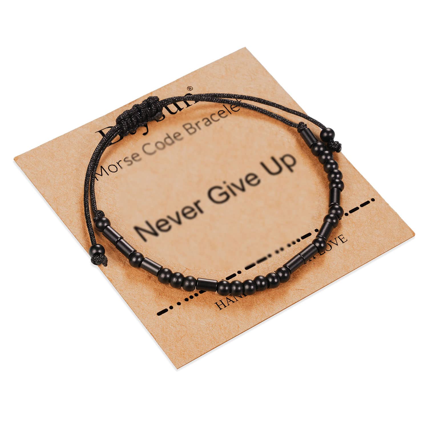 Morse Code Bracelet for Women & Men - Adjustable Braided Inspirational Gift for Her, Sister, Mom, Daughter, Best Friend - Birthday, Christmas Jewelry (Black) - Perfect for Daily Wear, Motivational Reminder & Thoughtful Gifting