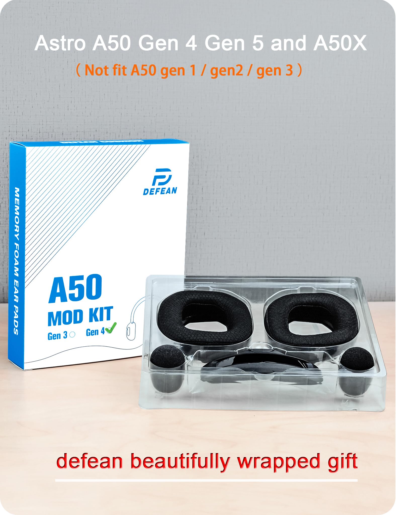 Defean Replacement Earpads & Headband for Astro A50 Gen 4 Headset - High-Density Noise Cancelling Foam Ear Cushions with Added Thickness - Perfect for Gaming, Streaming & Long Wear Comfort