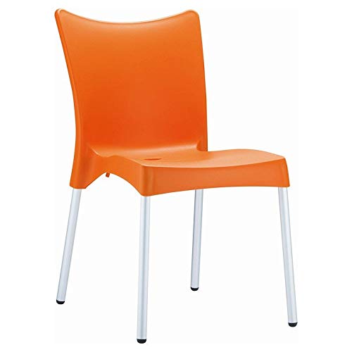 Pemberly Row Modern Resin Outdoor Dining Chair - Orange, Weather-Resistant & Durable for Patio, Garden, Poolside & Backyard Relaxation