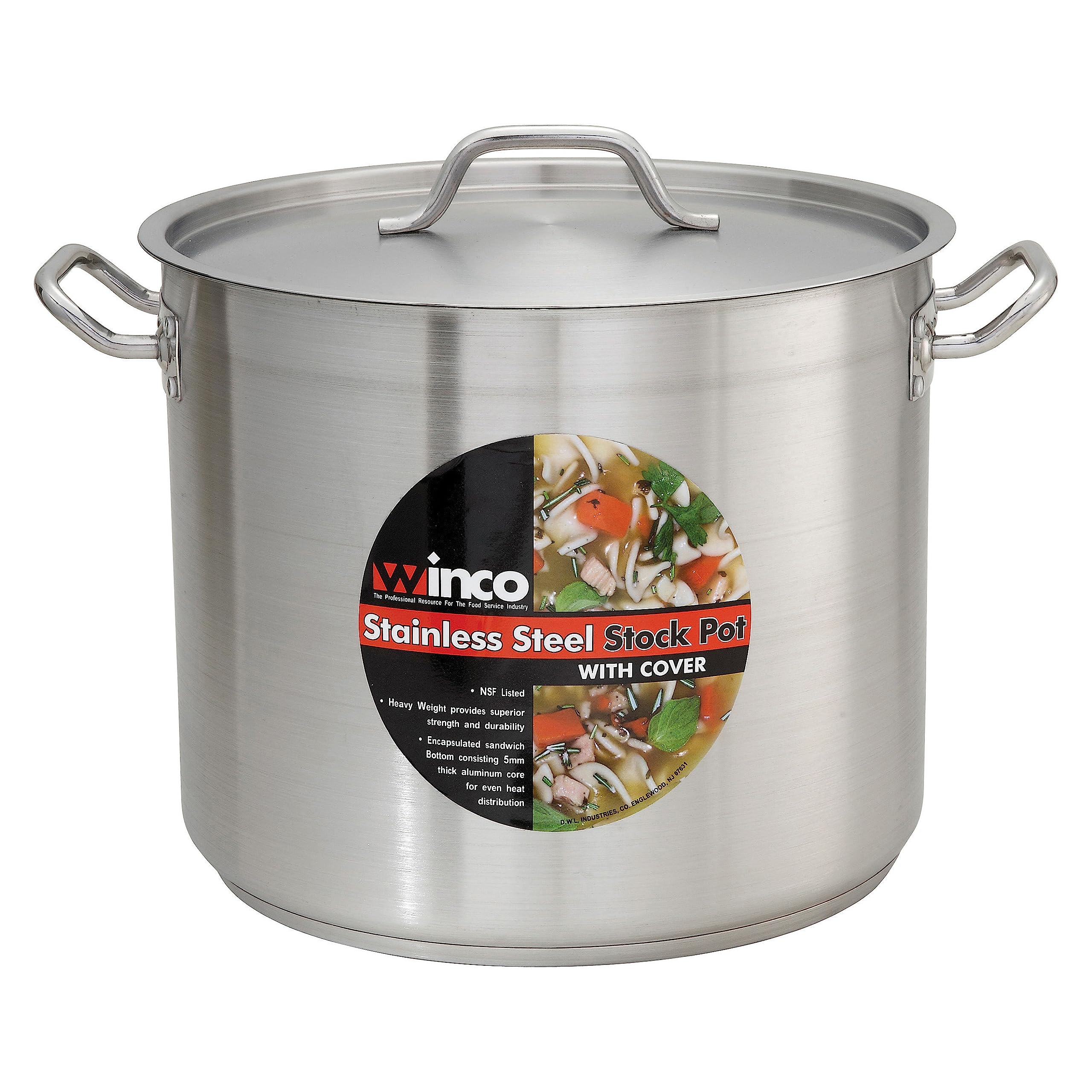 Winware SST-40 40 Quart Stainless Steel Stock Pot with Lid - Perfect for Cooking Soups, Stews, Pasta & Large Batch Meals for Family Gatherings