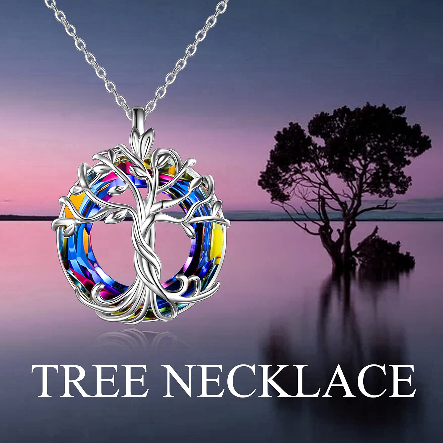TOUPOP 925 Sterling Silver Tree of Life Necklace for Women - Austrian Crystal Family Jewelry - Elegant Gift for Mom, Mother's Day, Birthday - Perfect for Weddings, Anniversaries & Special Occasions