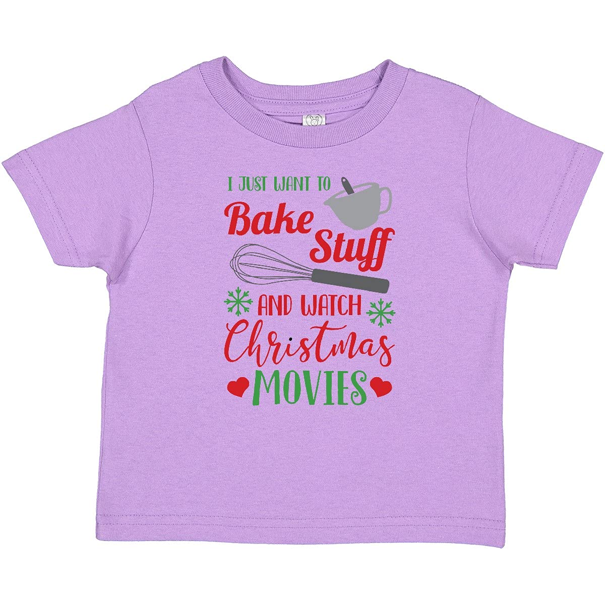 Inktastic 'I Just Want to Bake Stuff and Watch Christmas Movies' Baby T-Shirt - Cute Holiday Outfit for Infants & Toddlers - Perfect for Christmas Photos, Family Gatherings & Cozy Winter Days