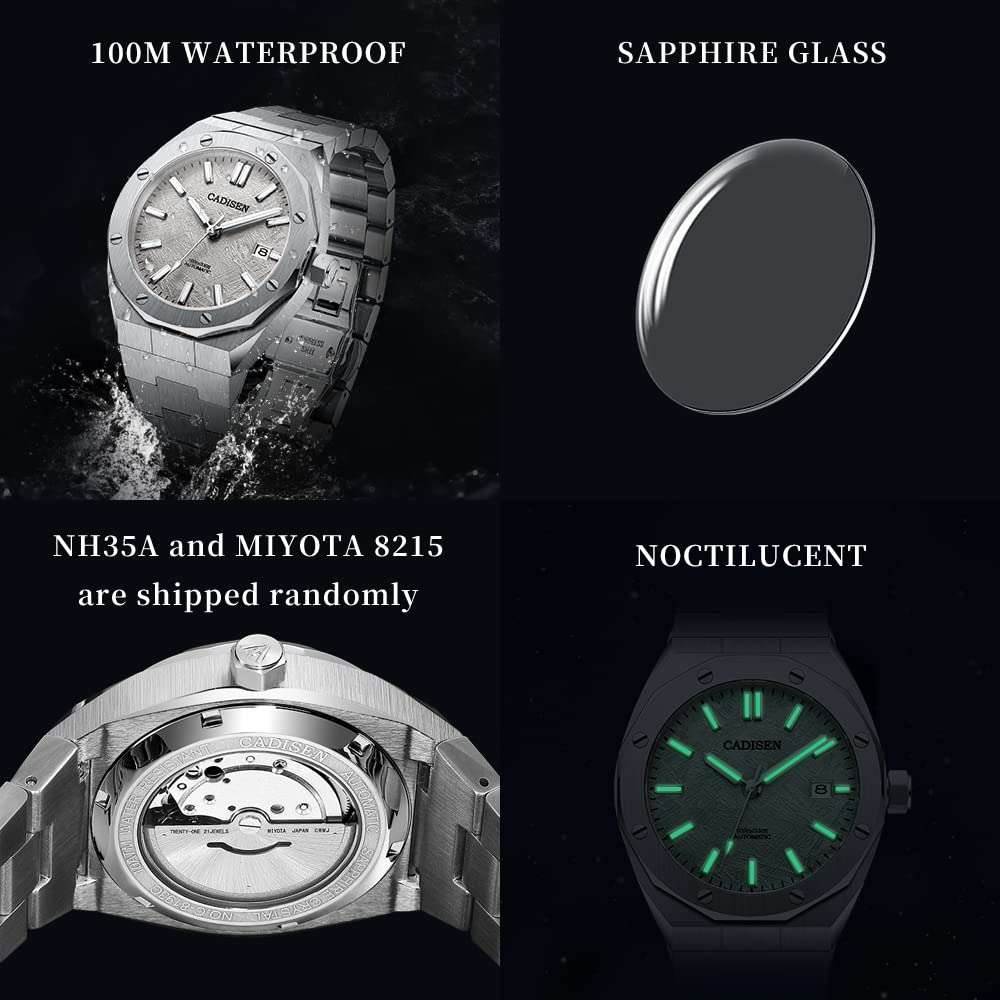 CADISEN Men's Automatic Watch with NH35 Movement - Waterproof Sapphire Crystal - Casual & Business Dress Watch for Men - Perfect for Office, Formal Events & Everyday Wear