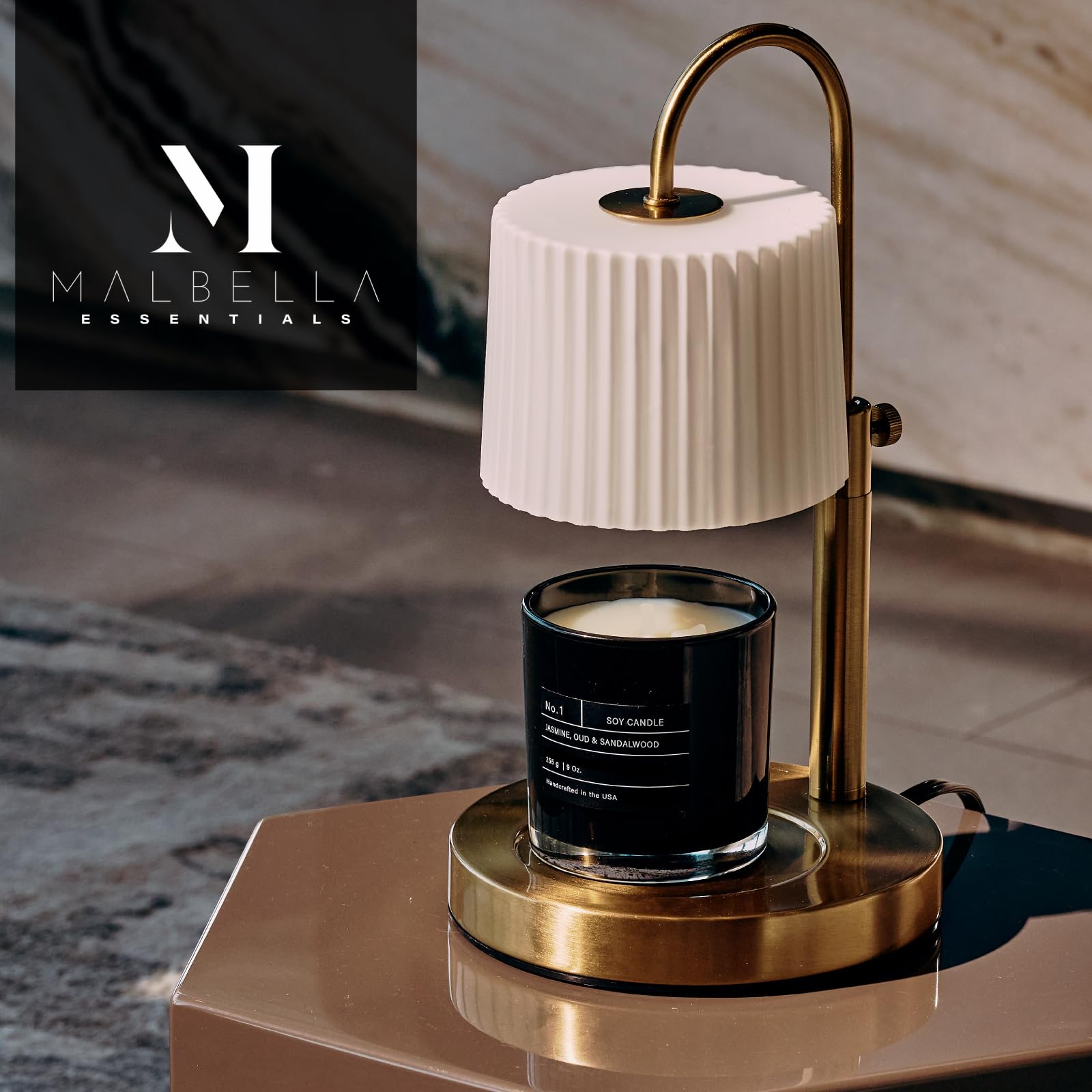 Dimmable Glass Candle Warmer Lamp with Timer - Adjustable Height Wax Melter for Scented Candles (8H/4H/2H Timer) - Gold Metal Base with 2 Bulbs - Perfect Gift for Home, Office & Romantic Ambiance
