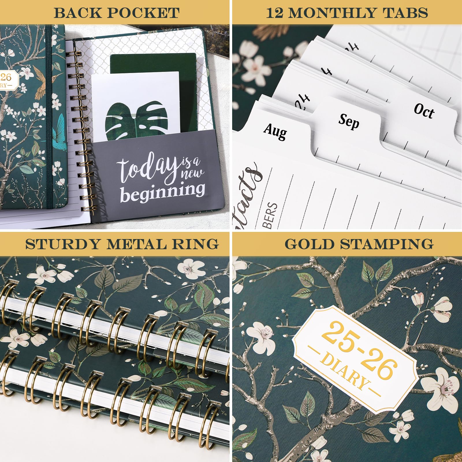 2025-2026 Academic Planner - A5 Weekly Diary from August 2025 to July 2026 with Twin-Wire Binding, Hard Cover & Elastic Closure (21.5x15.5x1.5cm) - Perfect for Students, Teachers & Office Professionals