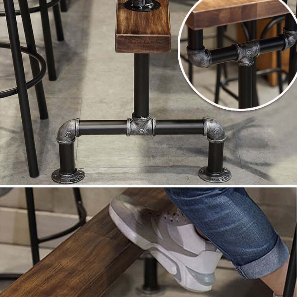 Industrial 7-Piece Wooden Breakfast Table Set with Bar Stools - Long Bar Height Dining Table for 6 - Perfect for Kitchen, Breakfast Nook & Small Space Dining
