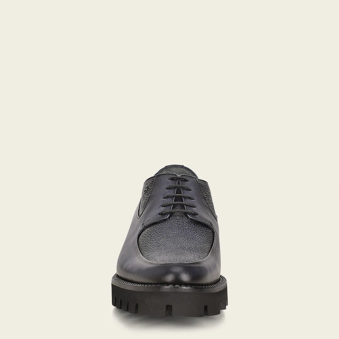 Franco Cuadra Men's Navy Casual Deer Leather Platform Moccasins - Comfortable Slip-On Shoes for Outdoor, Travel & Everyday Wear