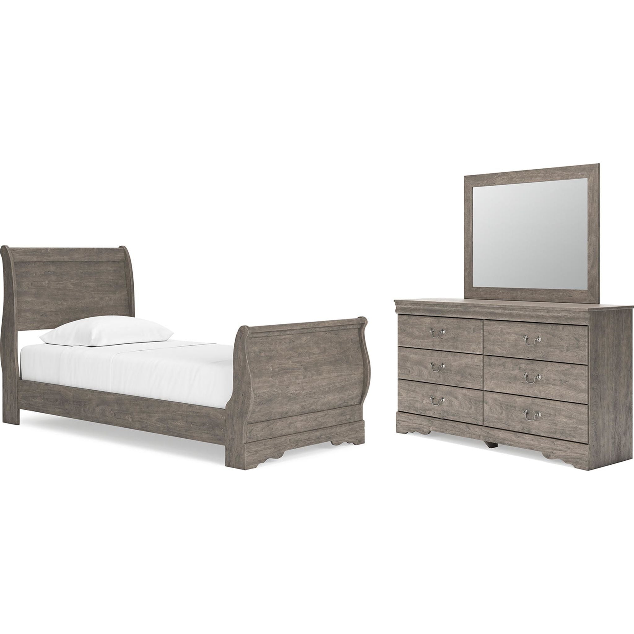 Bayzor 5-Piece Full Bedroom Set in Gray - Modern Bed Frame, Nightstand & Dresser for Cozy Bedroom Decor | Perfect for Guest Rooms, Apartments & Dorm Rooms