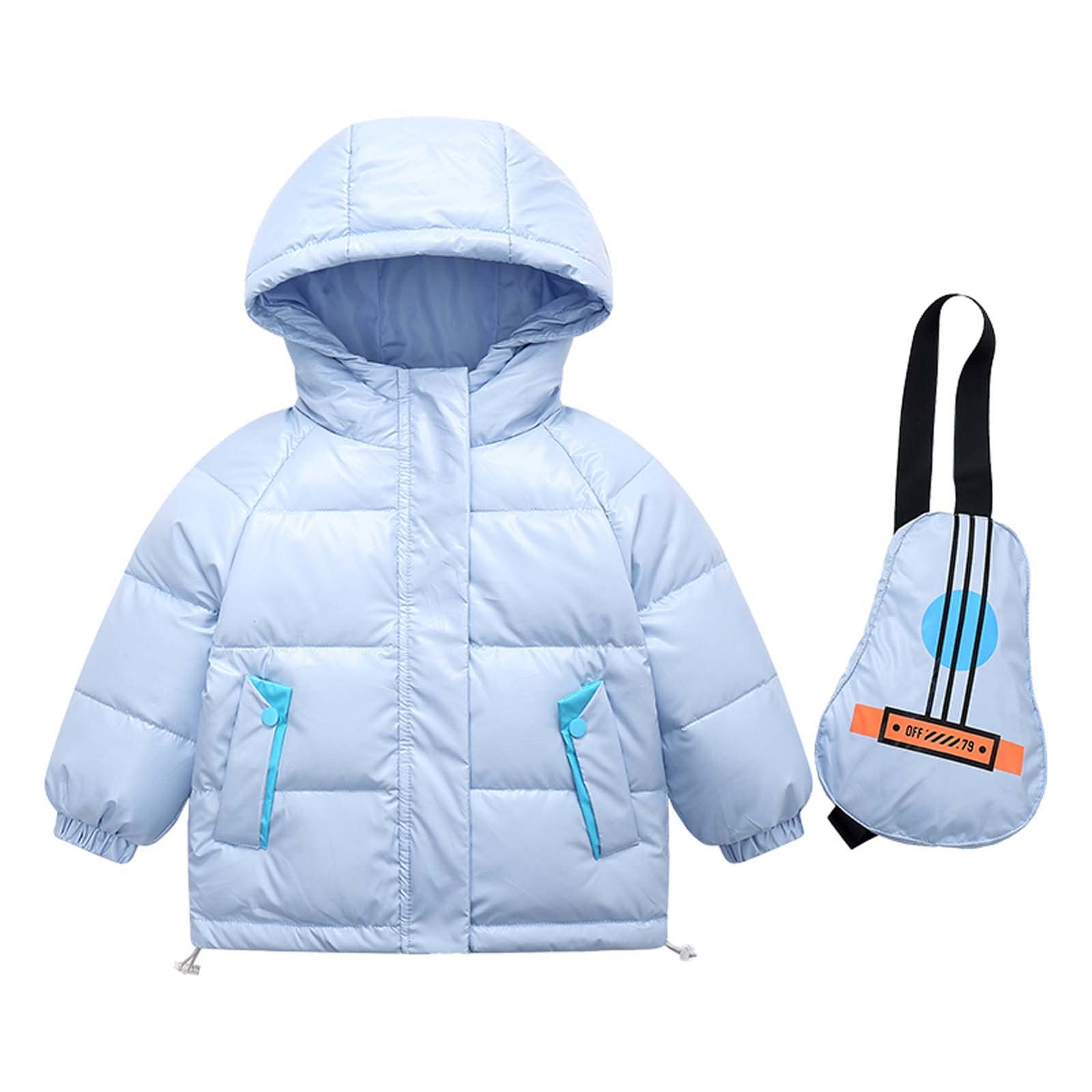 Luxoti Waterproof Down Hooded Winter Jacket for Boys & Girls - Windproof & Warm Coat for Kids (Blue, 3-4 Years) - Perfect for Autumn & Winter Outdoor Activities, School, and Playdates