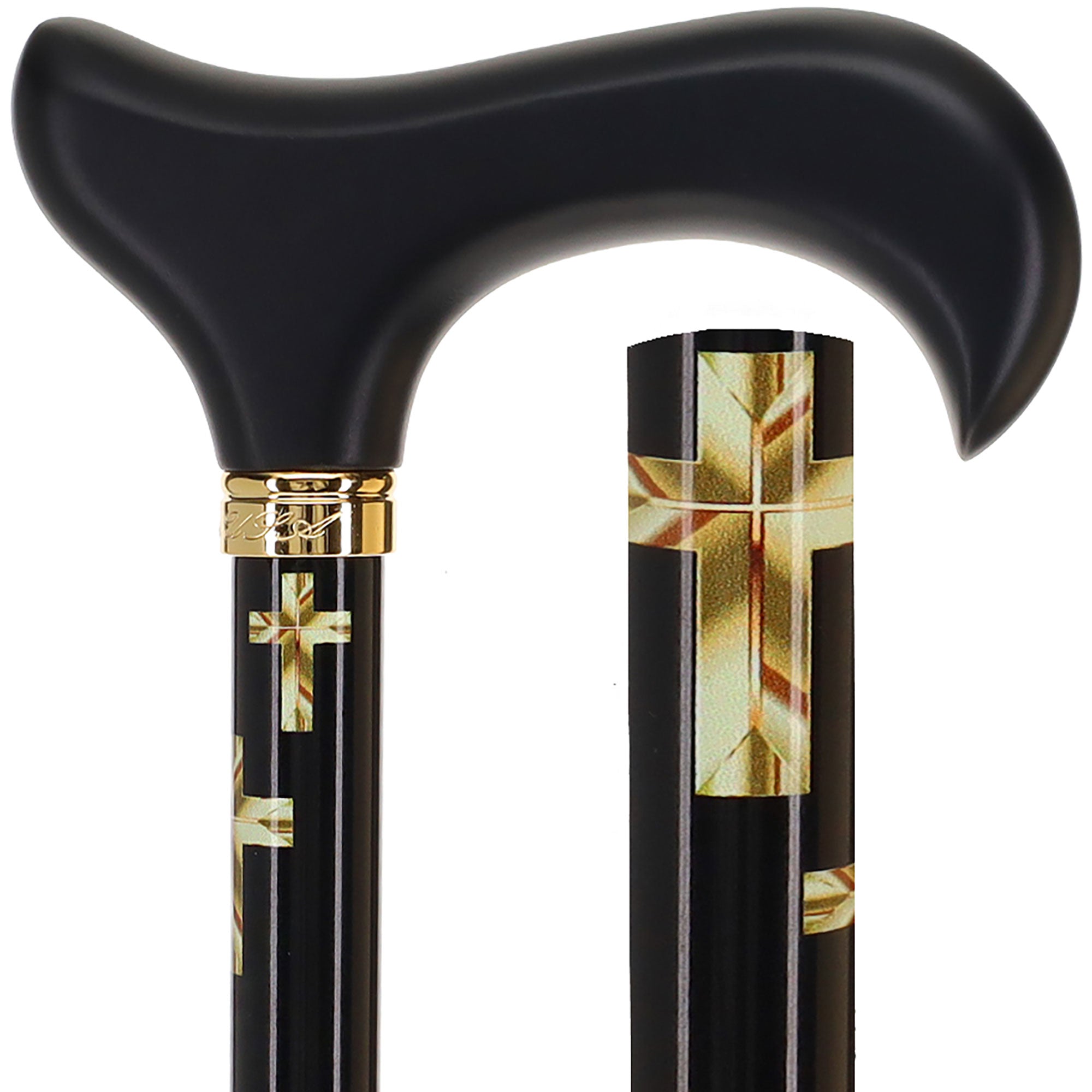 Golden Cross Elegant Wooden Handle Umbrella - Stylish & Comfortable Rain Protection for Walking, Hiking, and Outdoor Activities