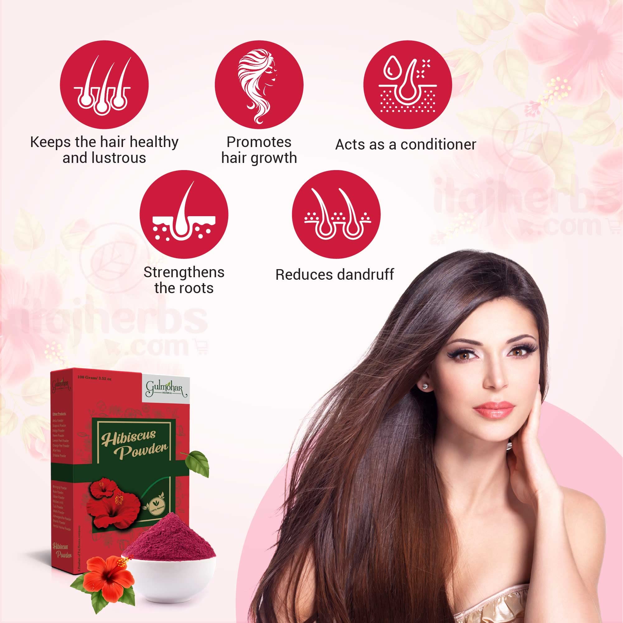 Gulmohar Hibiscus Flower Powder with Neem Powder for Hair Growth & Scalp Care - 100g | Natural Ayurvedic Hair Treatment for Dandruff, Hair Fall & Shine | DIY Hair Masks & Herbal Remedies