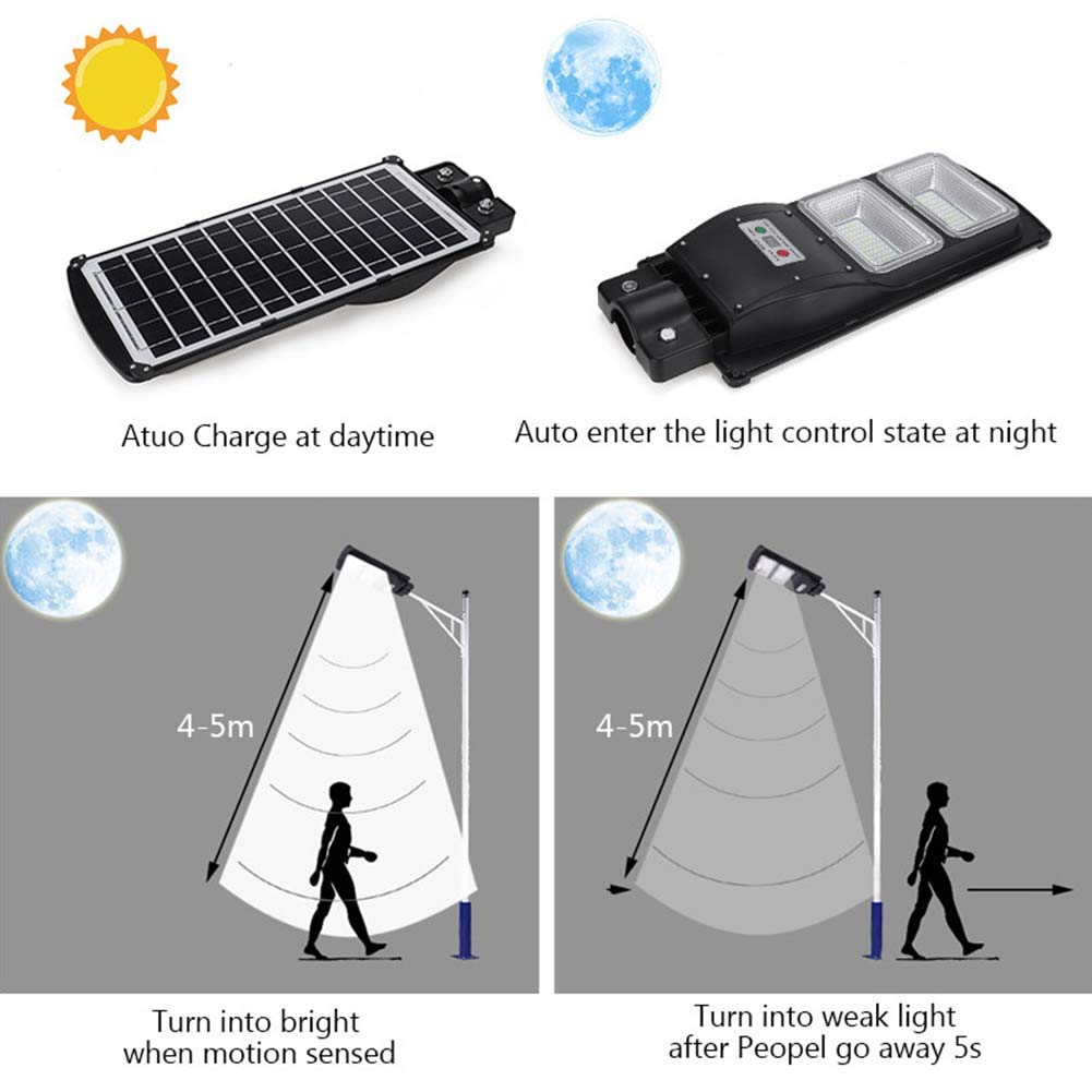 240LED Solar Street Light with PIR Motion Sensor & Radar Sensor - 60W Waterproof IP67 Outdoor Wall Lamp - Remote Control, Dusk to Dawn Lighting for Driveways, Gardens, Pathways, and Parking Areas