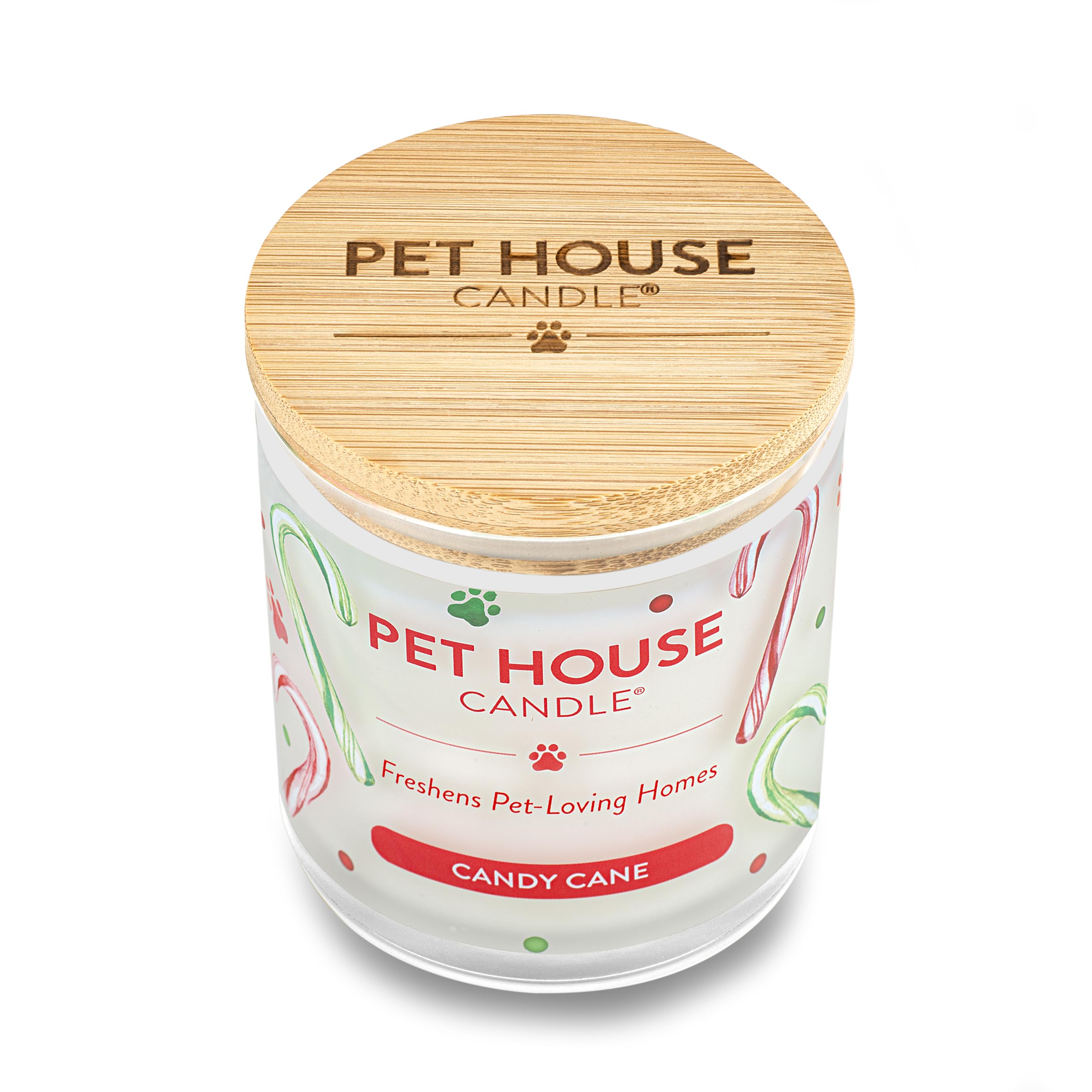 One Fur All Pet House Soy Candle - Natural Plant-Based, Clean Burning Scented Candle for Home | Long-Lasting Pet Odor Eliminator | Candy Cane Fragrance | Perfect for Living Rooms, Bedrooms & Pet Spaces
