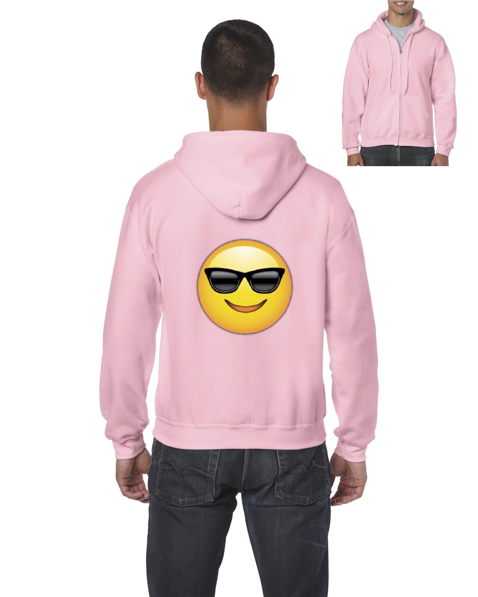 Cool Emoji Hoodie with Smiling Face & Sunglasses - Full Zip Men's Hoodie for Casual Wear & Street Style