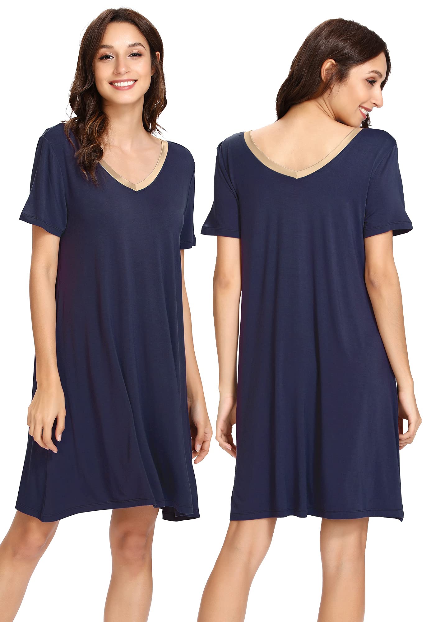 Soft Bamboo Viscose Nightgowns for Women - Comfortable Plus Size Sleep Shirts & Short Sleeve Pajamas (Sizes S-4X) - Perfect for Relaxing at Home or Summer Nights