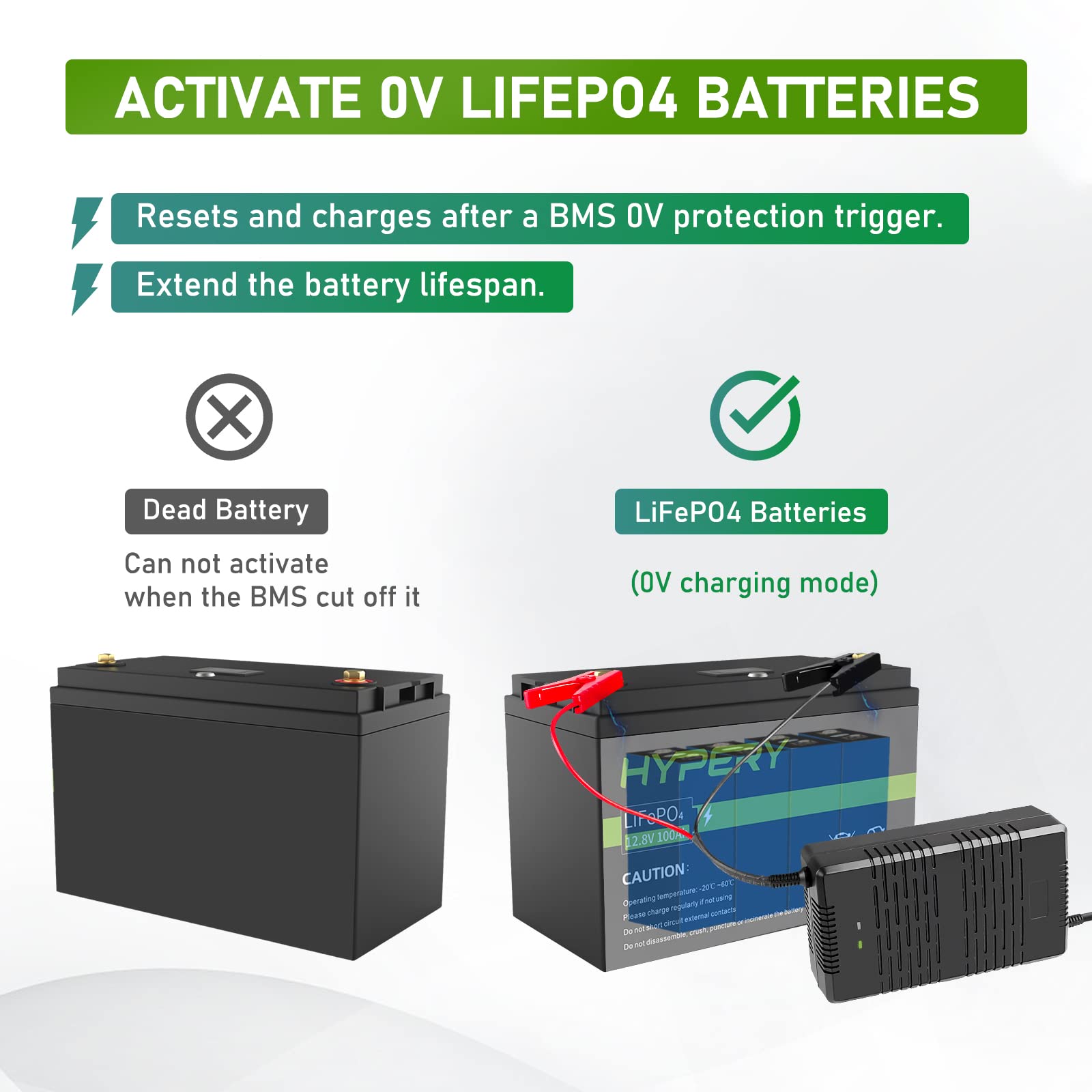 14.6V 30A Smart AC/DC Battery Charger - 12V Trickle Charger for LiFePO4 Batteries with Fast Charging | Perfect for RVs, Boats, Solar Systems & Off-Grid Power Solutions