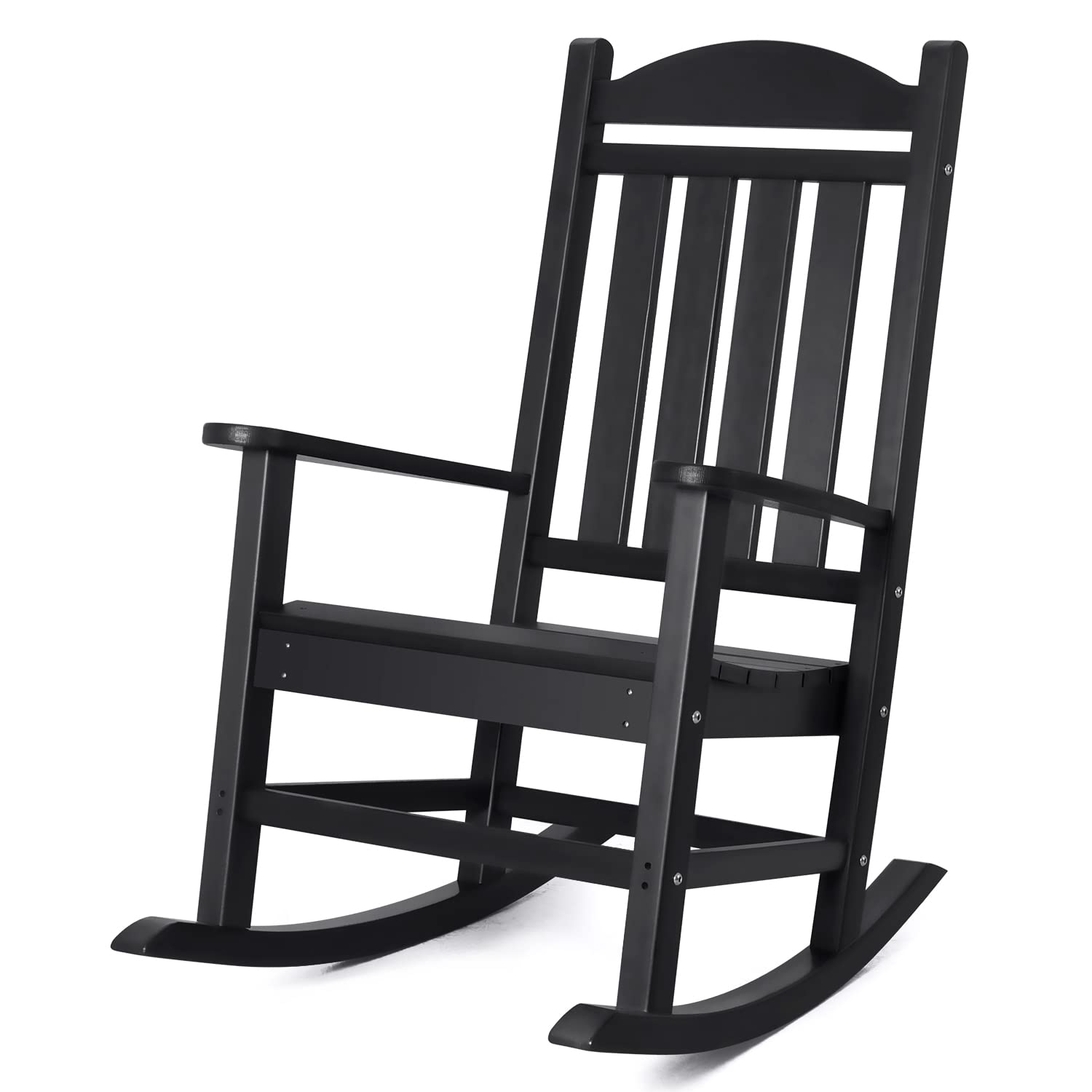 Devoko All-Weather Resin Rocking Chair - High Back Patio Rocker for Outdoor & Indoor Use - Perfect for Backyard, Garden, Porch, and Balcony Relaxation (Black)