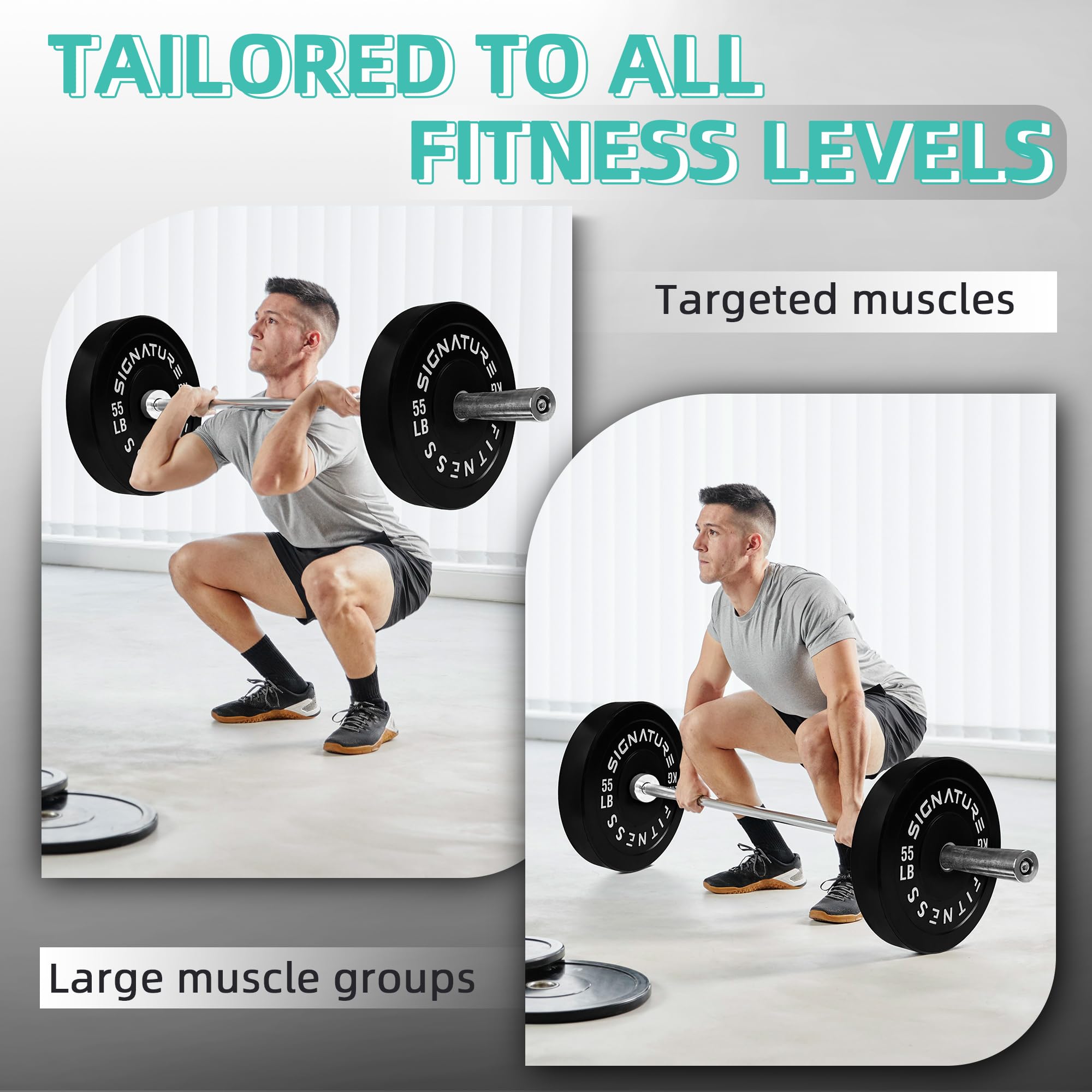 Olympic Bumper Plates - 2 Inch Weight Plates for Strength Training, CrossFit & Weightlifting - Pair, Set or Complete Kit with 7FT Olympic Barbell - Perfect for Home Gym, Commercial Gym & CrossFit Training