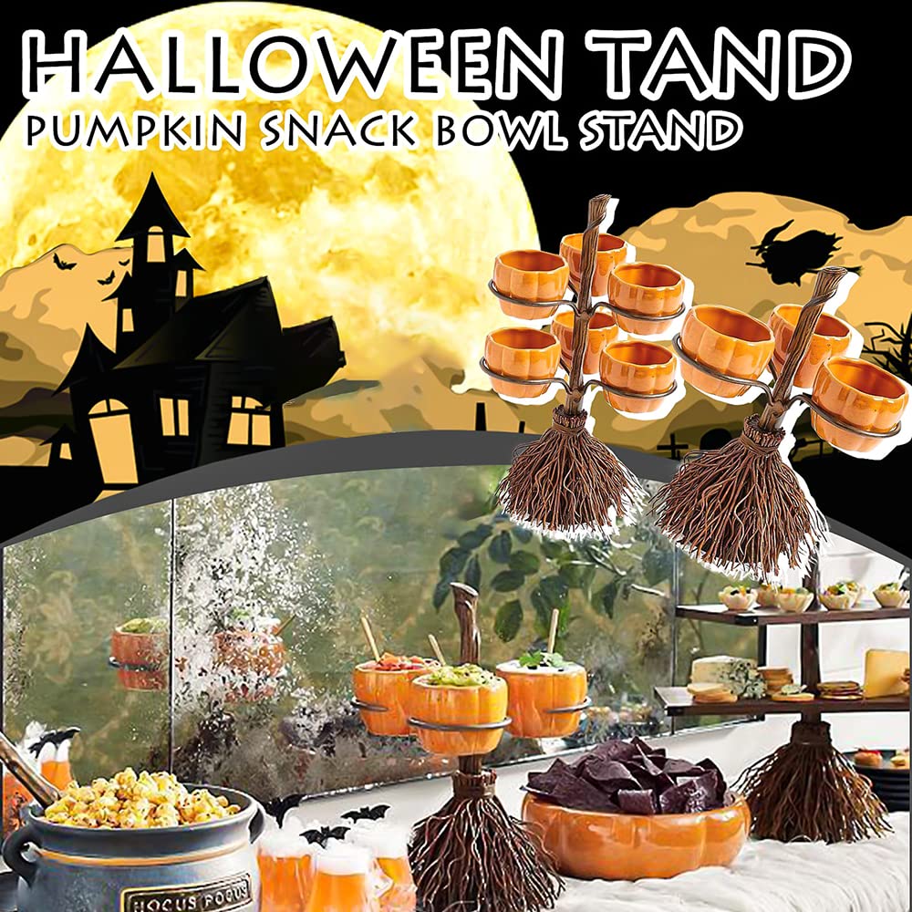 Collapsible Halloween Pumpkin Snack Bowl Stand - Candy Display Tower & Creative Salad Bowl for Party Favors | Perfect for Halloween Decor, Candy Buffets & Holiday Entertaining