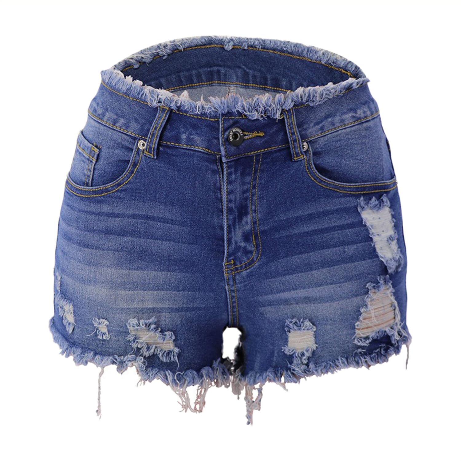 Andongnywell Women's High Waist Ripped Denim Shorts with Pockets - Distressed Cut-Off Jean Shorts for Summer Casual Wear | Perfect for Beach, Vacation, and Everyday Outfits
