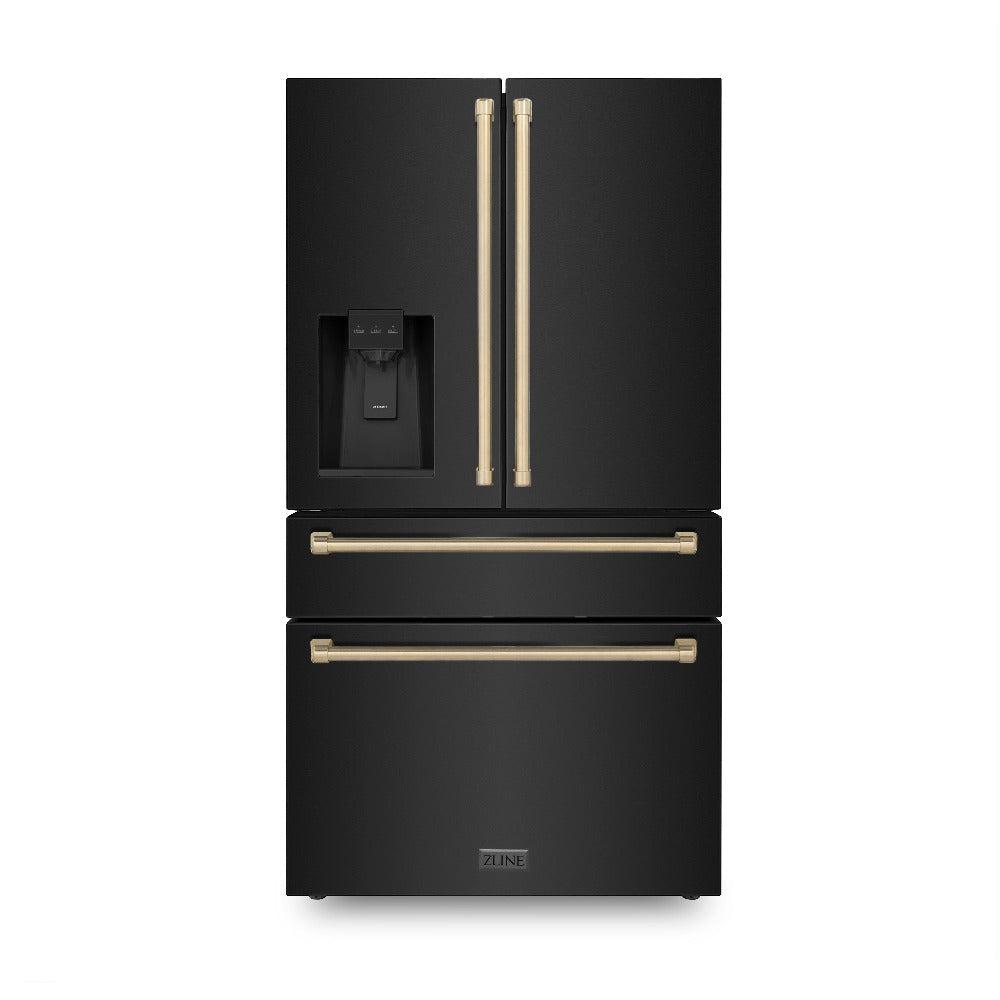 ZLINE Autograph Edition 48-inch Black Stainless Steel Kitchen Package - Dual Fuel Range, Range Hood, Dishwasher & Champagne Bronze Refrigerator | Premium Kitchen Appliances for Modern Homes & Professional Chefs