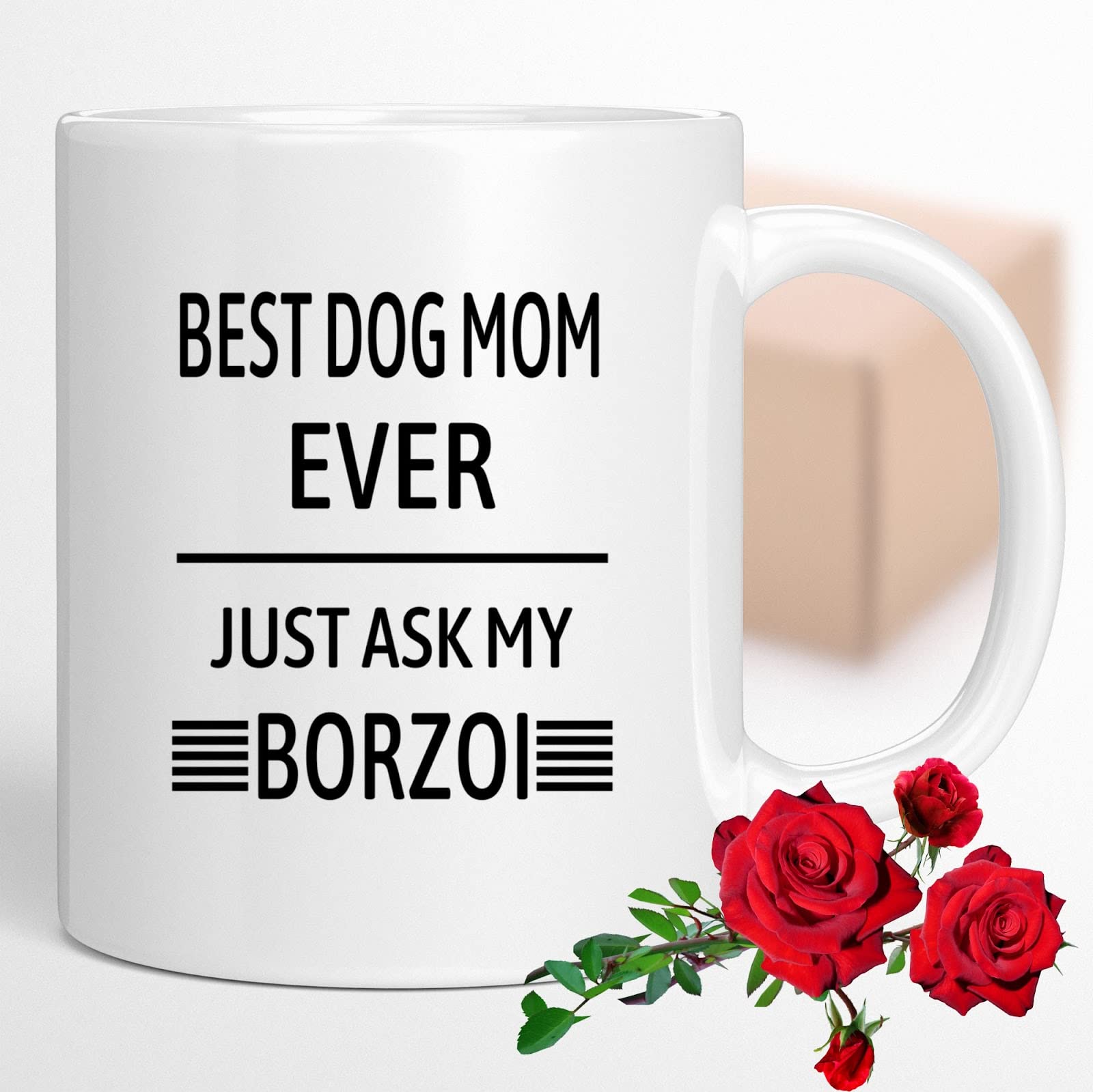 Custom Borzoi Dog Coffee Mug - Personalized Gift for Dog Moms, Pet Lovers & Grandmas - Mother's Day, Birthday & Christmas Present - Funny Gag Gift for Women & Men - Perfect for Coffee Breaks & Dog Lovers' Collections