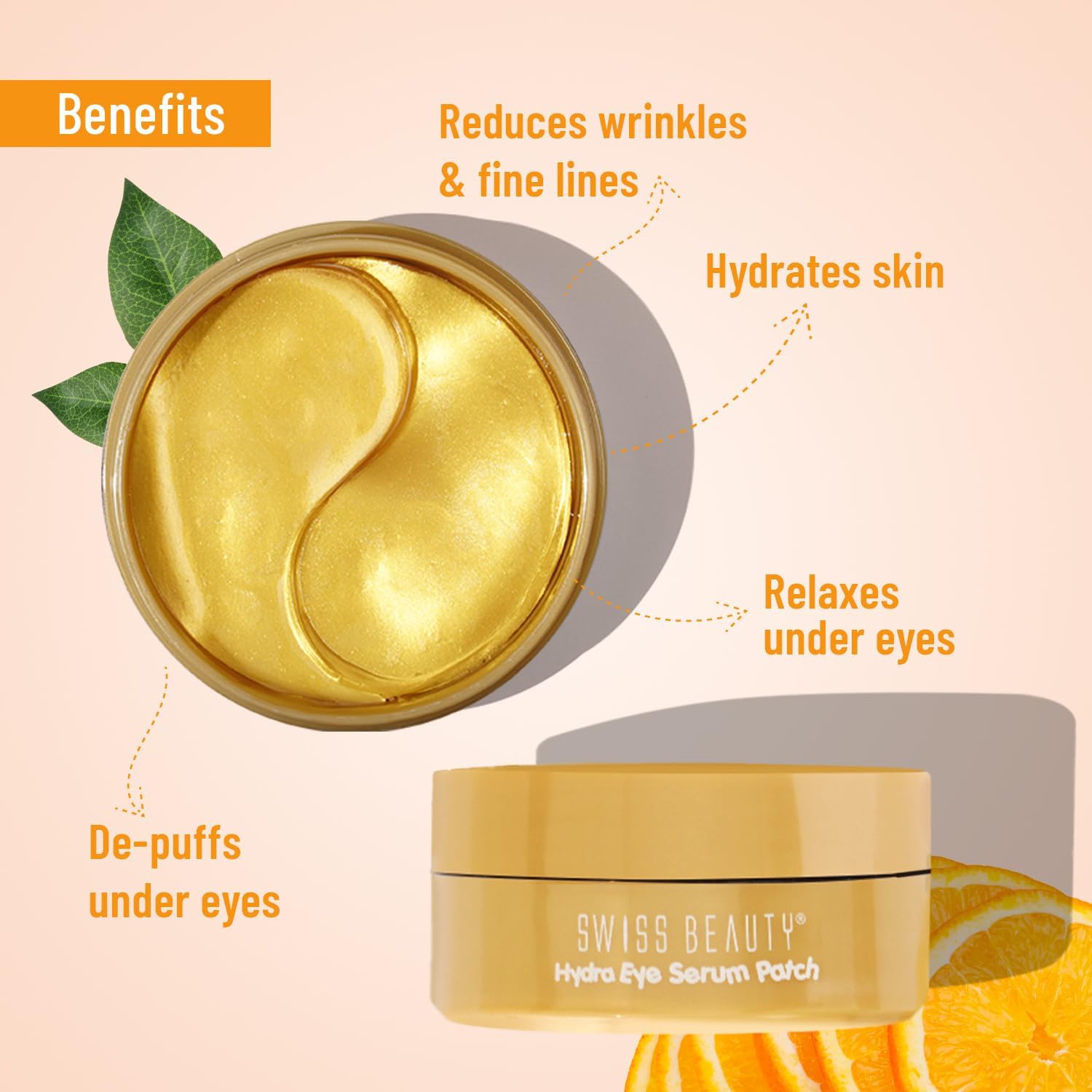 Swiss Beauty Hydra Anti-Wrinkle Eye Serum Patches - Reduce Dark Circles, Fine Lines & Wrinkles | Collagen & Aloe Vera Infused | Gold Shade, 60 Count | Perfect for Overnight Treatment & Travel Skincare Routine