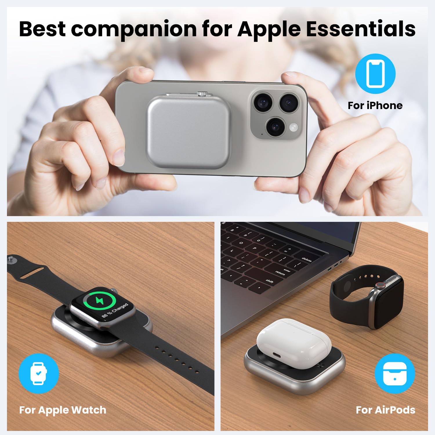 Magnetic Portable Charger 5000mAh - Magsafe Power Bank with 22.5W Fast Charging | Wireless Charger for iPhone 15/14/13/12, Apple Watch Series & AirPods | Perfect for Travel, Outdoor & Daily Use