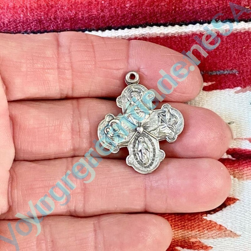 2-Piece Sterling Silver Devotional Cross Pendant Set - Four Way Religious Necklace Charm for Women & Men - Perfect for Church, Gifts & Everyday Faith Jewelry