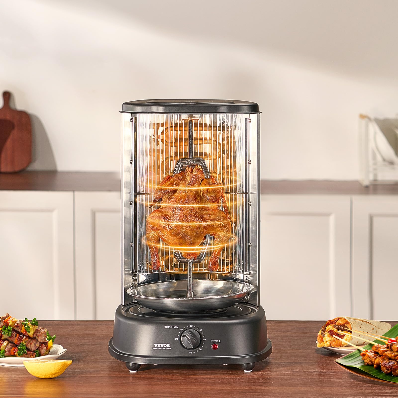 VEVOR Electric Stainless Steel Shawarma Grill Machine - Vertical Chicken Gyro Rotisserie Oven for Doner Kebab, Home & Restaurant Use - Perfect for Kitchen Countertop, Parties & Outdoor Events
