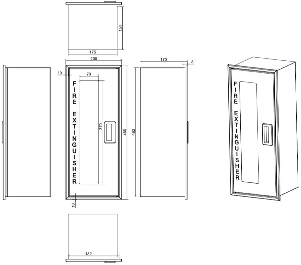 19 Inch Medium Fire Extinguisher Cabinet - Wall Mounted Storage Box for Indoor & Outdoor Use - Fire Safety Equipment for Home, Office, Warehouse, and Emergency Rescue Scenarios