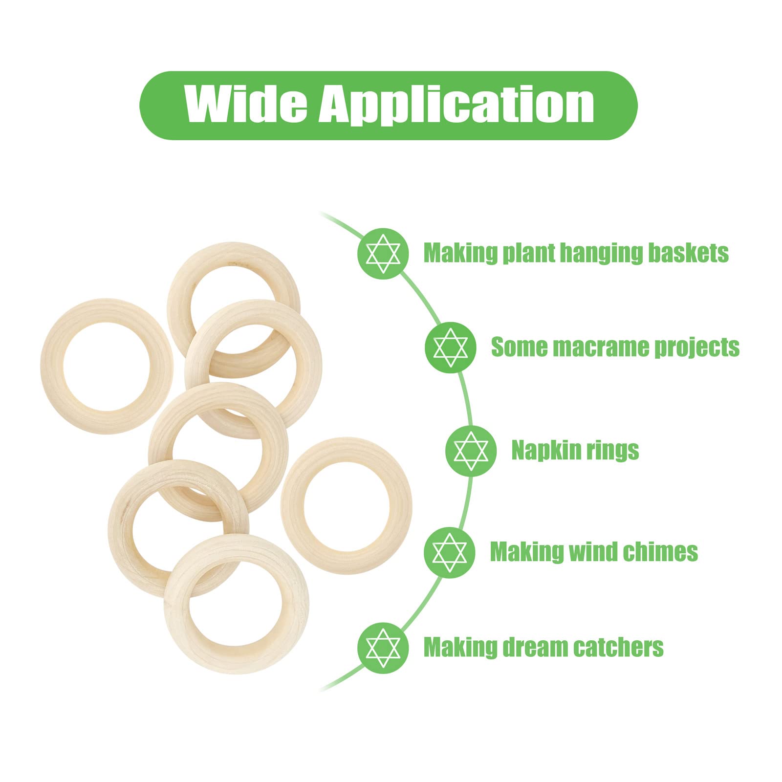 20PCS Natural Wooden Rings for DIY Crafts, Macrame Jewelry Making, Unpainted Wood Hoops (55mm/2.2inch) - Perfect for Pendants, Dreamcatchers & Home Decor Projects