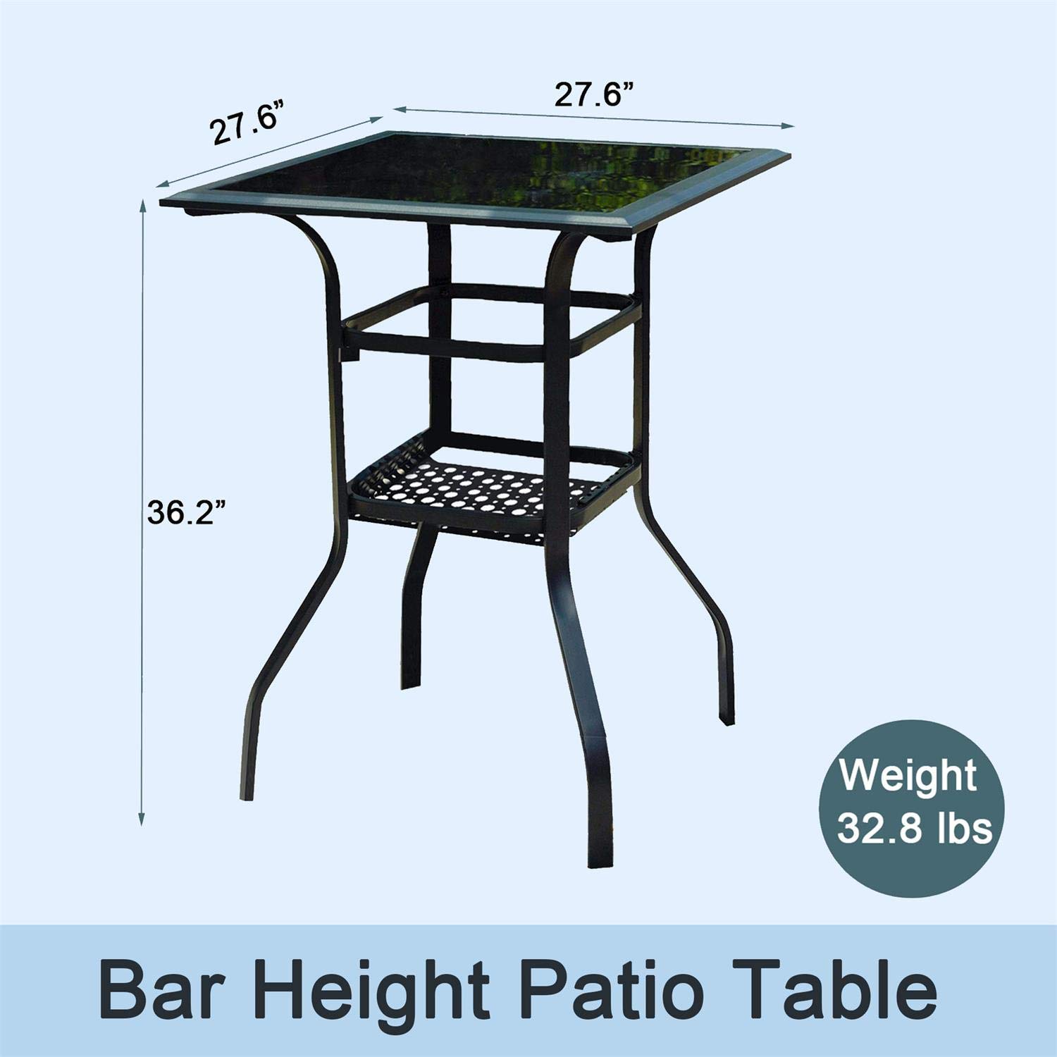 **PatioFestival Outdoor Bar Stools - Swivel Bar Height Chairs with Padded Cushion & Glass Top Table - Counter Height Patio Furniture Set for Balcony, Deck, or Backyard Dining**