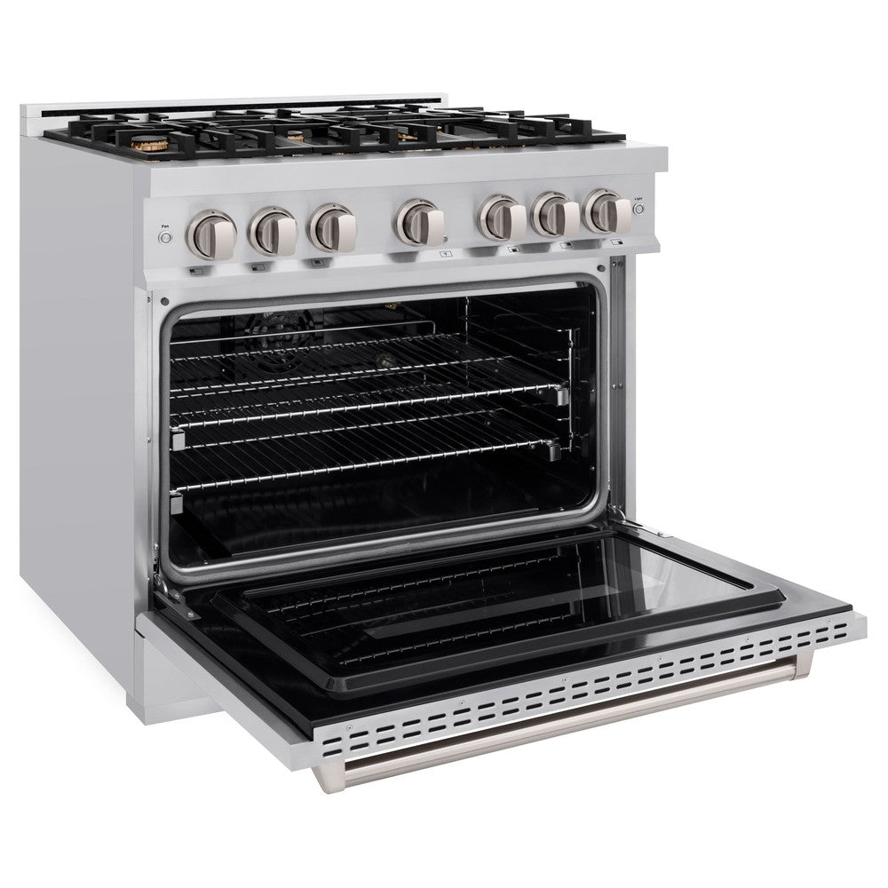 ZLINE 36 Inch 5.2 Cu. Ft. Stainless Steel Gas Range with Convection Oven & 6 Brass Burners - Professional Kitchen Appliance for Home Chefs & Cooking Enthusiasts | Perfect for Baking, Roasting & Family Meals (Model CGR BR 36)