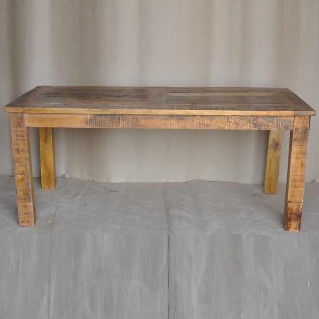 Reclaimed Mango Wood Rectangle Dining Table - 6 to 8 Seater, Honey Finish, 180cm - Perfect for Farmhouse, Rustic & Modern Dining Rooms