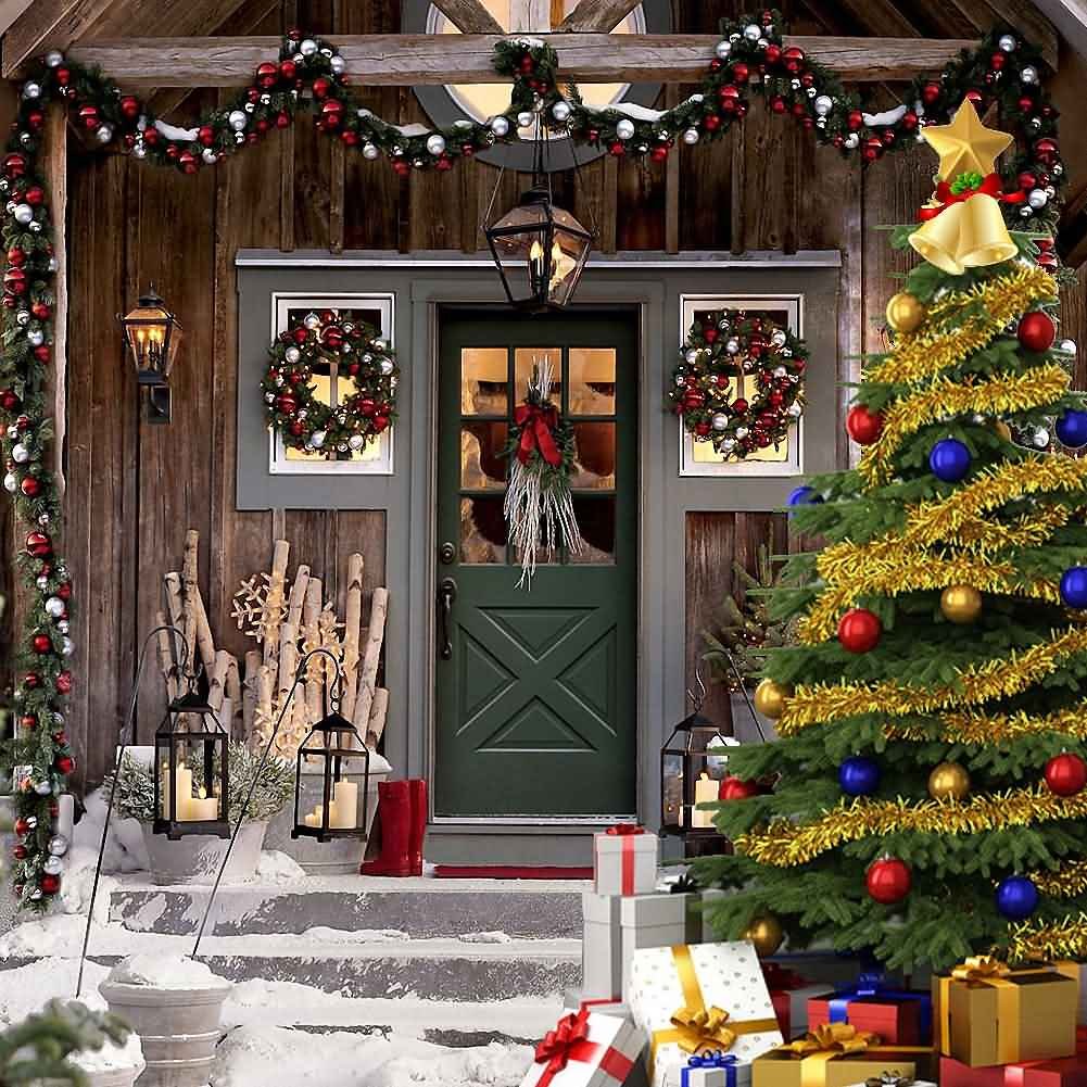 GladsBuy 10' Christmas Tree Backdrop - Holiday Photo Background for Parties