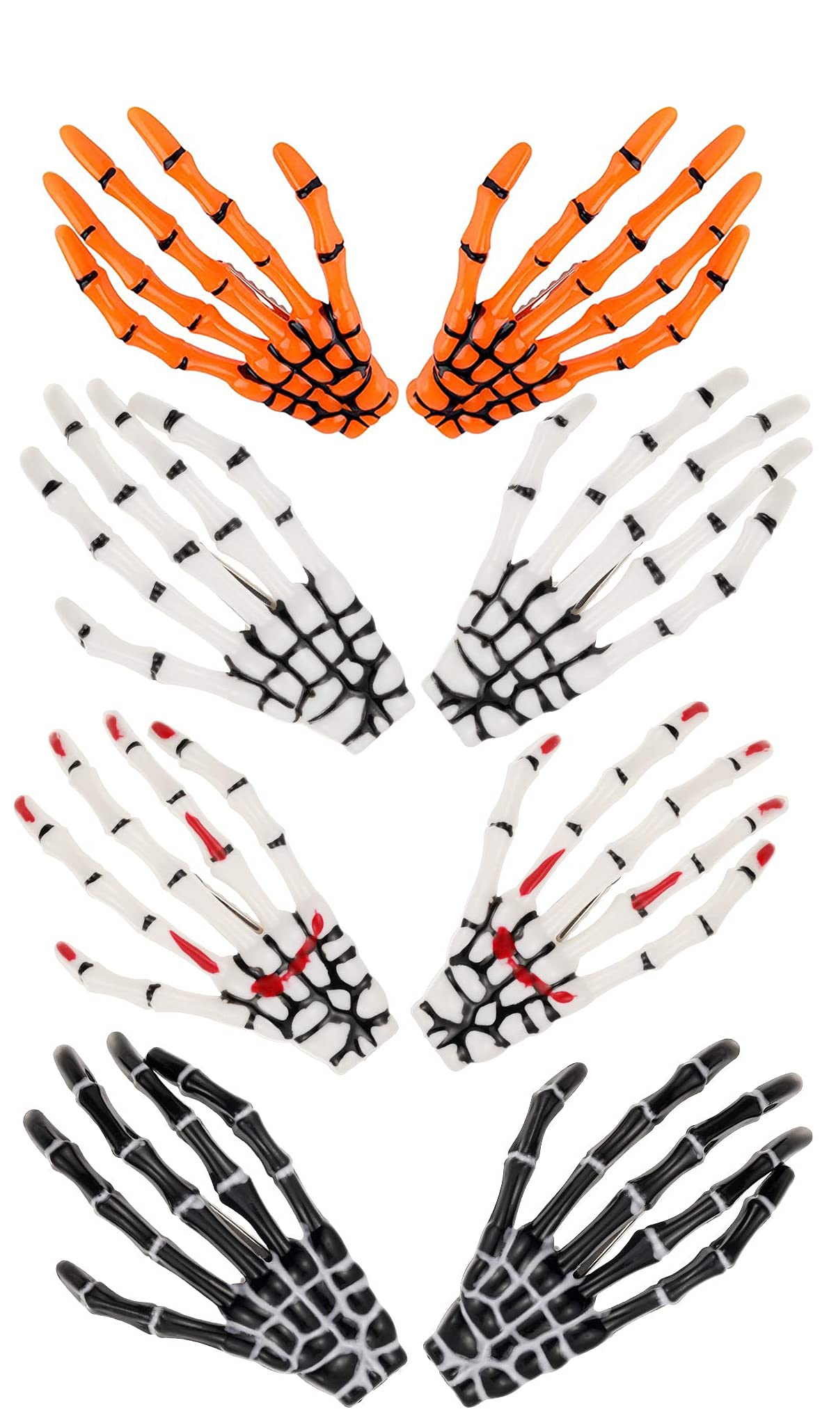 8 Pieces Skeleton Hand Hair Clips - Halloween Skull Bone Hairpins for Women & Girls - Punk Rock Zombie Horror Hair Accessories - Perfect for Halloween Parties, Cosplay, and Gothic Fashion