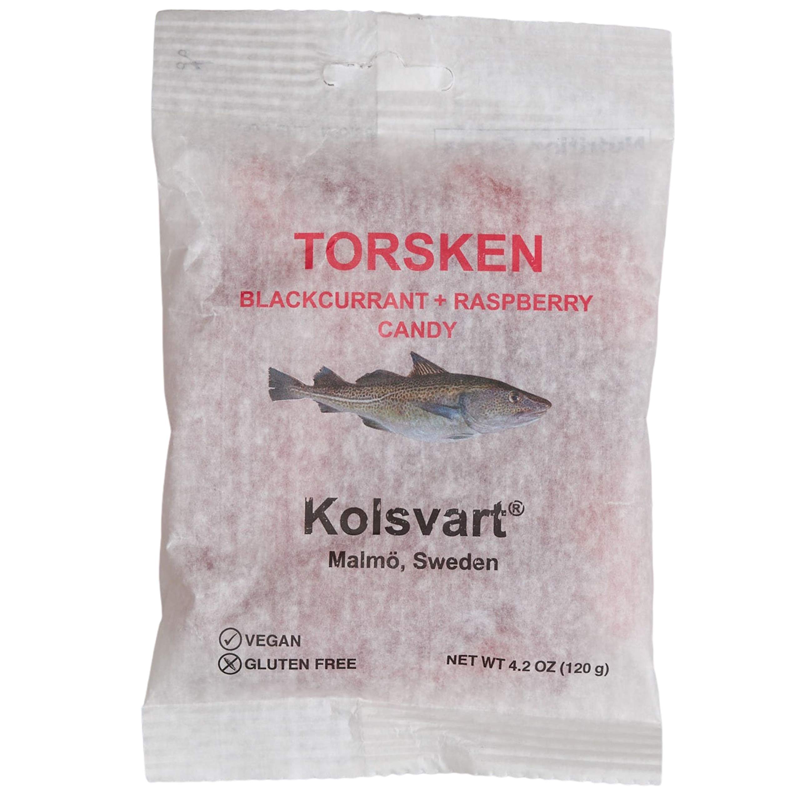 Kolsvart Blackcurrant & Raspberry Swedish Candy - Vegan, Gluten Free, 4.2oz (5 Pack) with Snack Bag Clip - Perfect for Office Snacks, Travel Treats & Gift Baskets | IntFeast