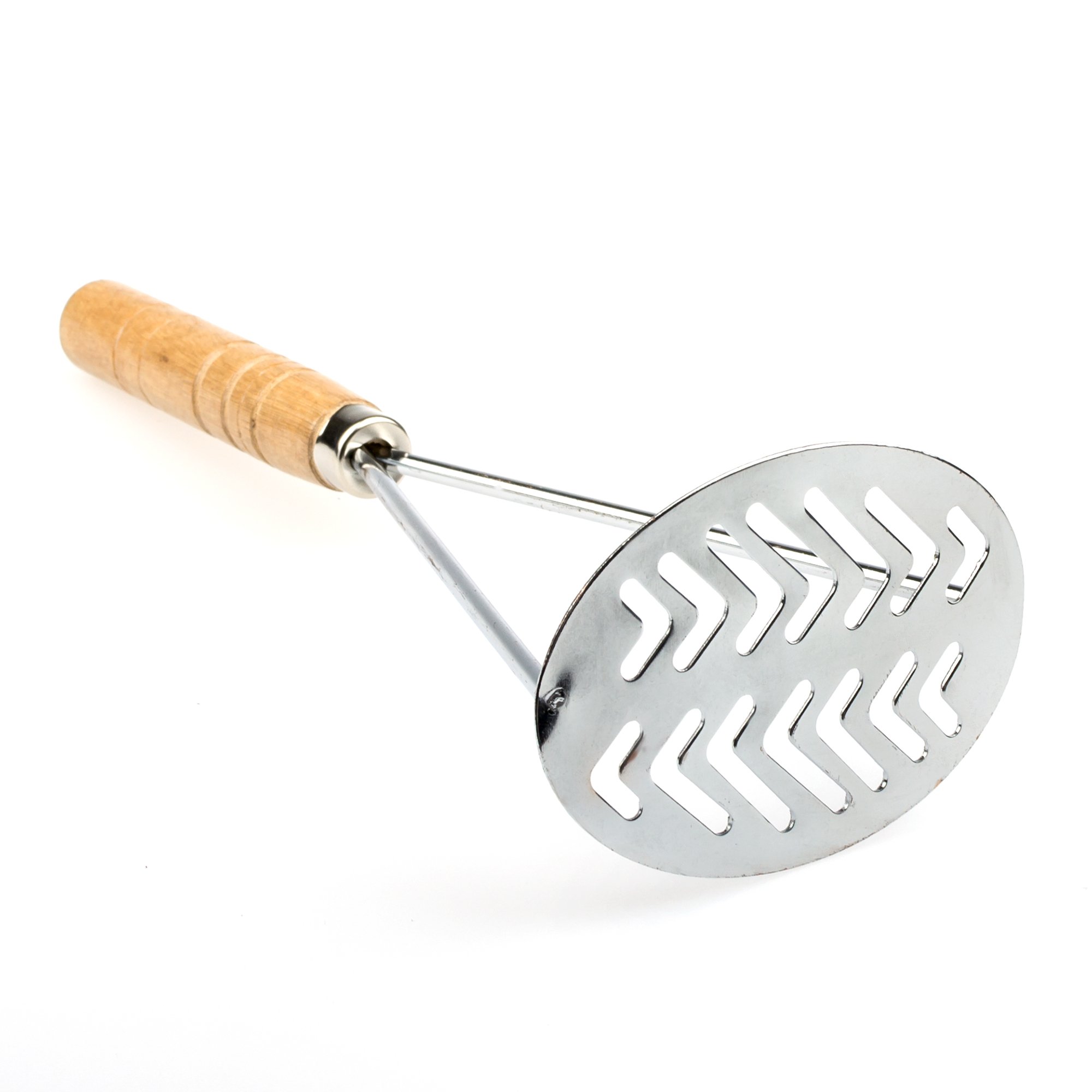 Premium Stainless Steel Potato Masher with Wooden Handle - Heavy Duty Kitchen Tool for Mashing Potatoes, Sweet Potatoes, Vegetables - Perfect for Home Cooking, Baking & Meal Prep