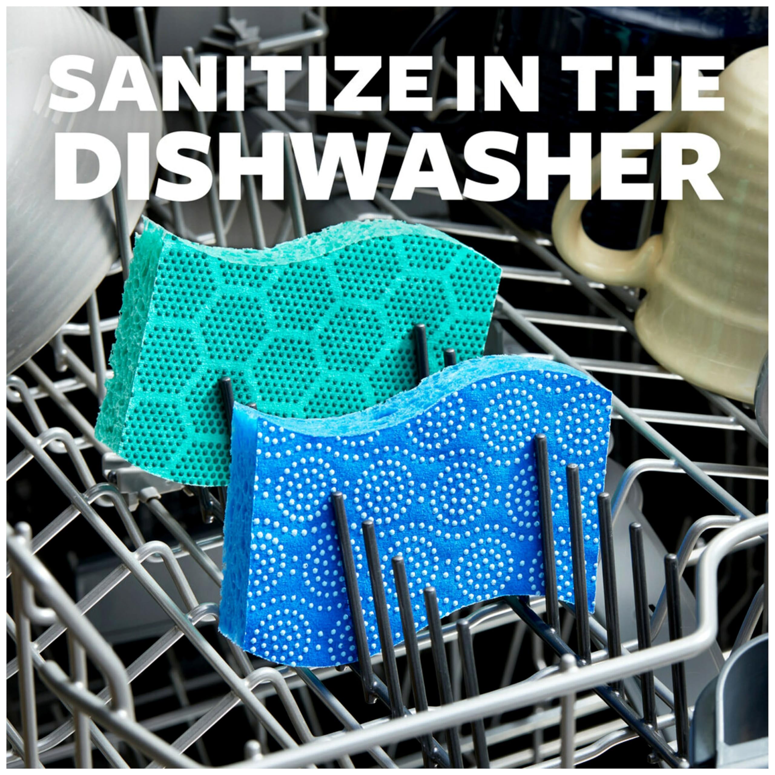 Scotch-Brite Non-Scratch Scrub Dots Cleaning Sponges - 24 Pack | Safe for Non-Stick Cookware, Kitchen, Bathroom & Household Cleaning | Perfect for Pots, Pans, Dishes & Delicate Surfaces