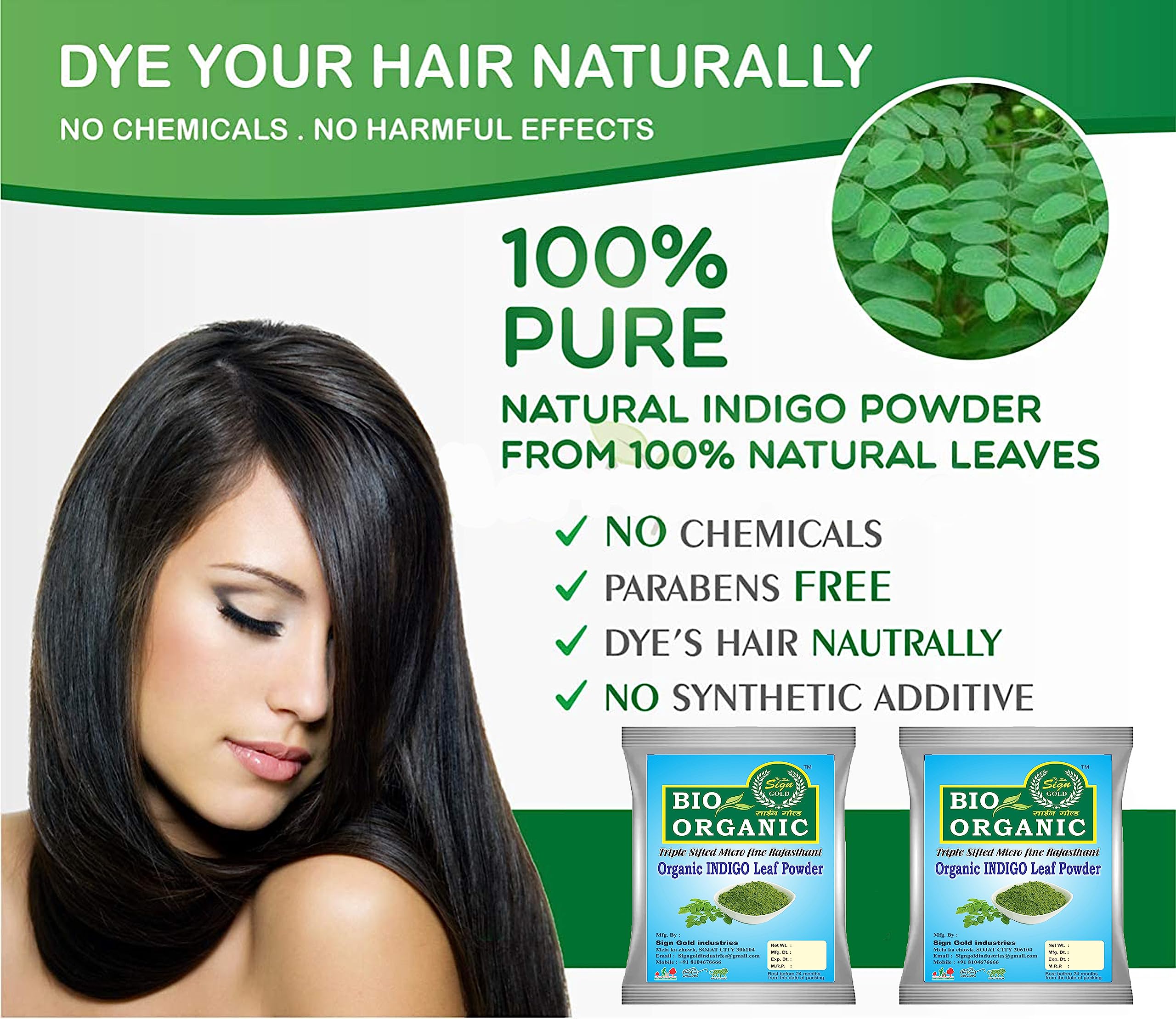 Organic Gold Indigo Leaf Powder for Hair & Skin Care - 200g | Natural Hair Dye, Face Mask, Scalp Treatment | DIY Beauty & Herbal Remedies for Healthy Hair & Glowing Skin